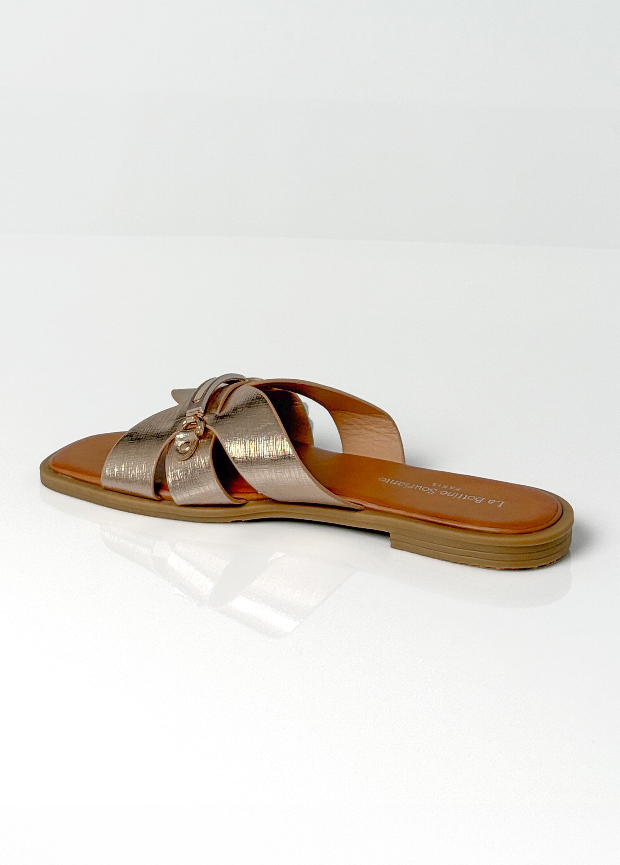 Sandales chic simili cuir, détails métal Femme Beige LBSBSL9962 DO1