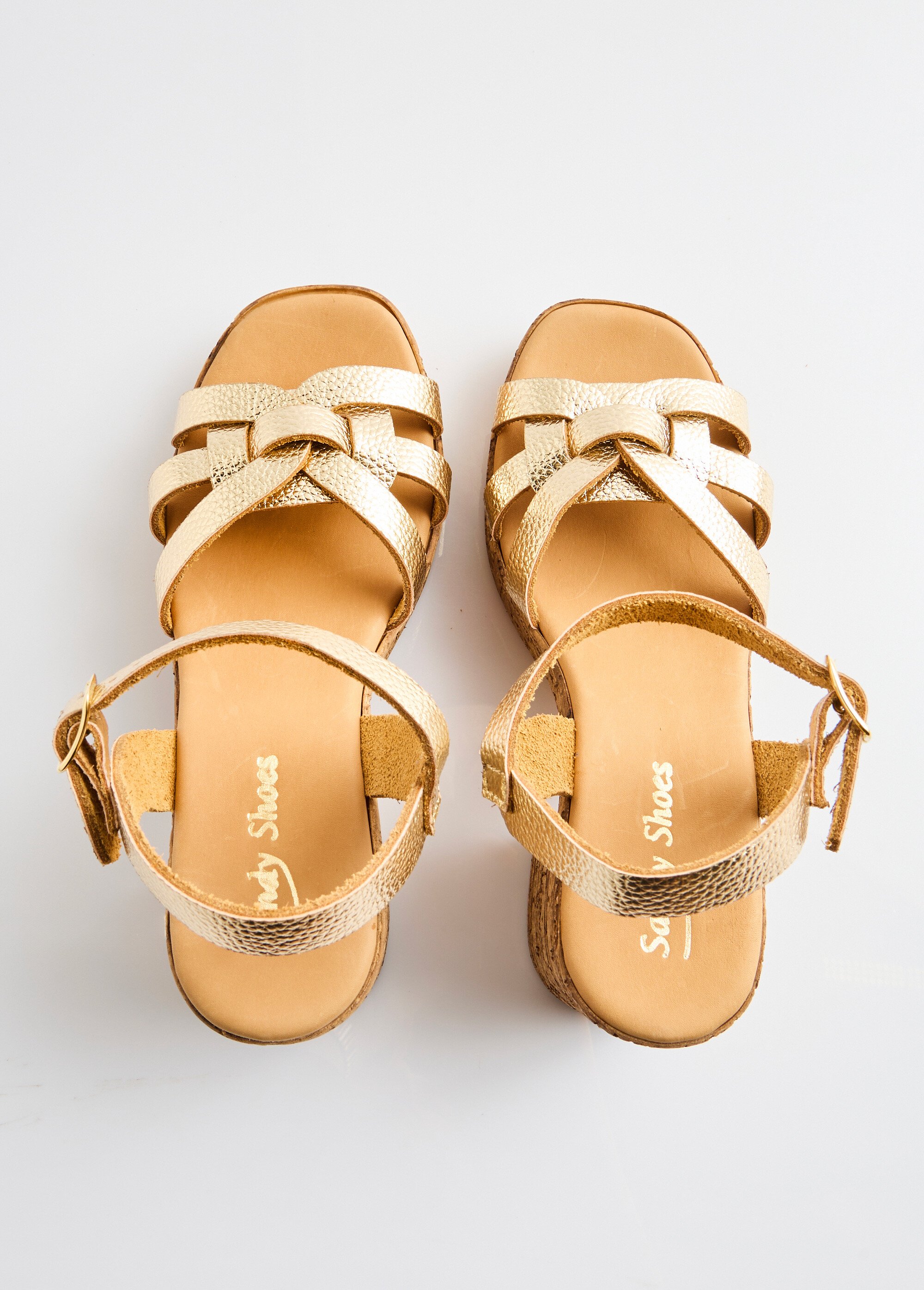 Sandales plateforme talon effet liège Femme Doré OBERDORF OV1