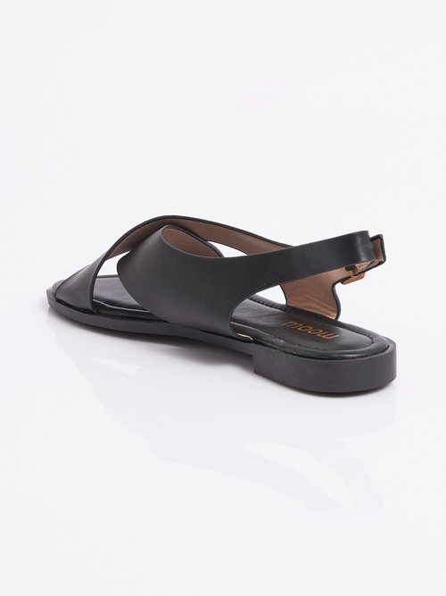 Sandales plates avec brides croisées Femme Noir MYSSP5060 DO1