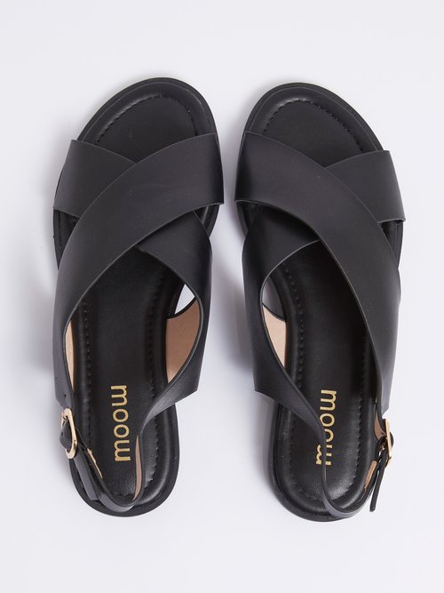 Sandales plates avec brides croisées Femme Noir MYSSP5060 OV1