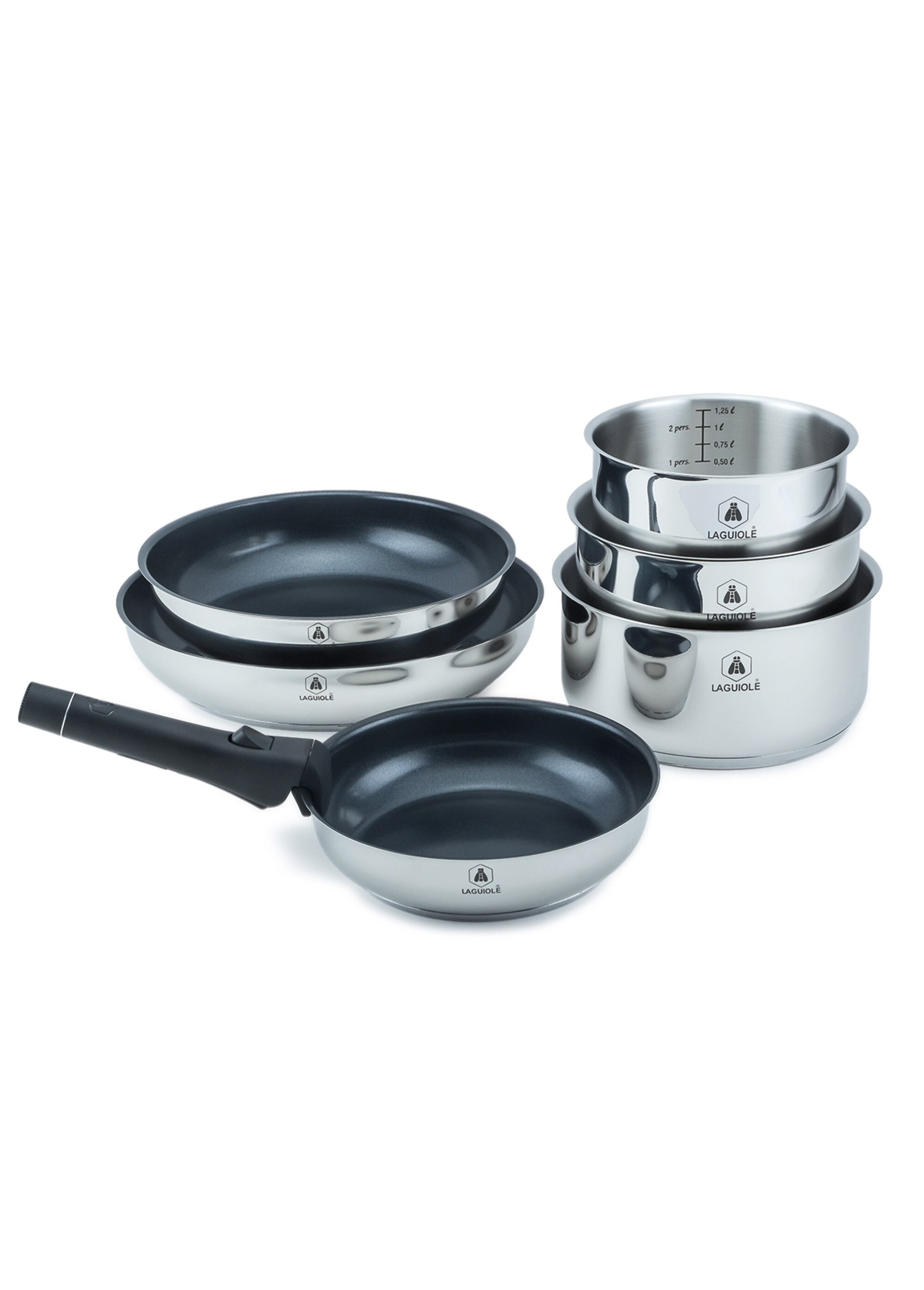 Set 7 pièces inox antiadhésif, Réactif Gris 9120690 DE1