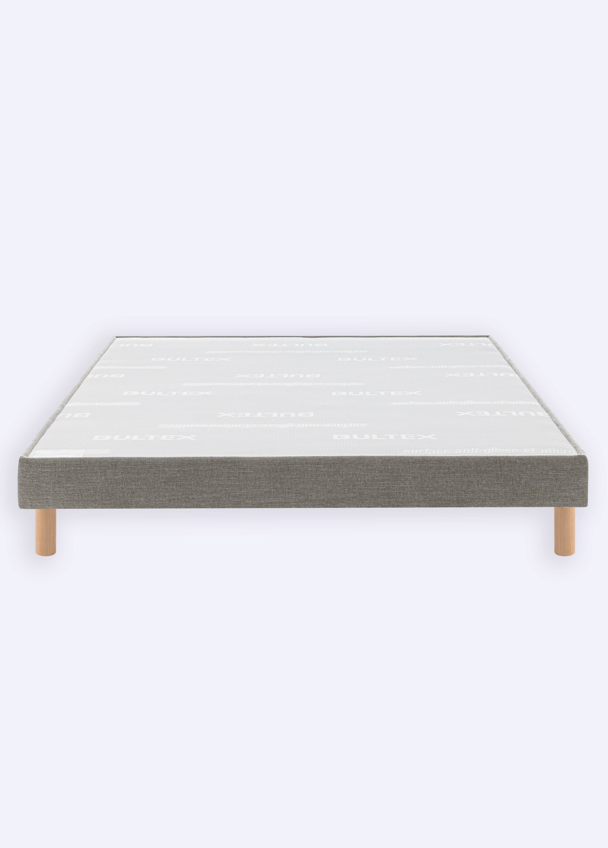 Sommier tapissier 14cm à lattes + pieds hêtre 17cm BEIGE BUL-VITAFERME DE1
