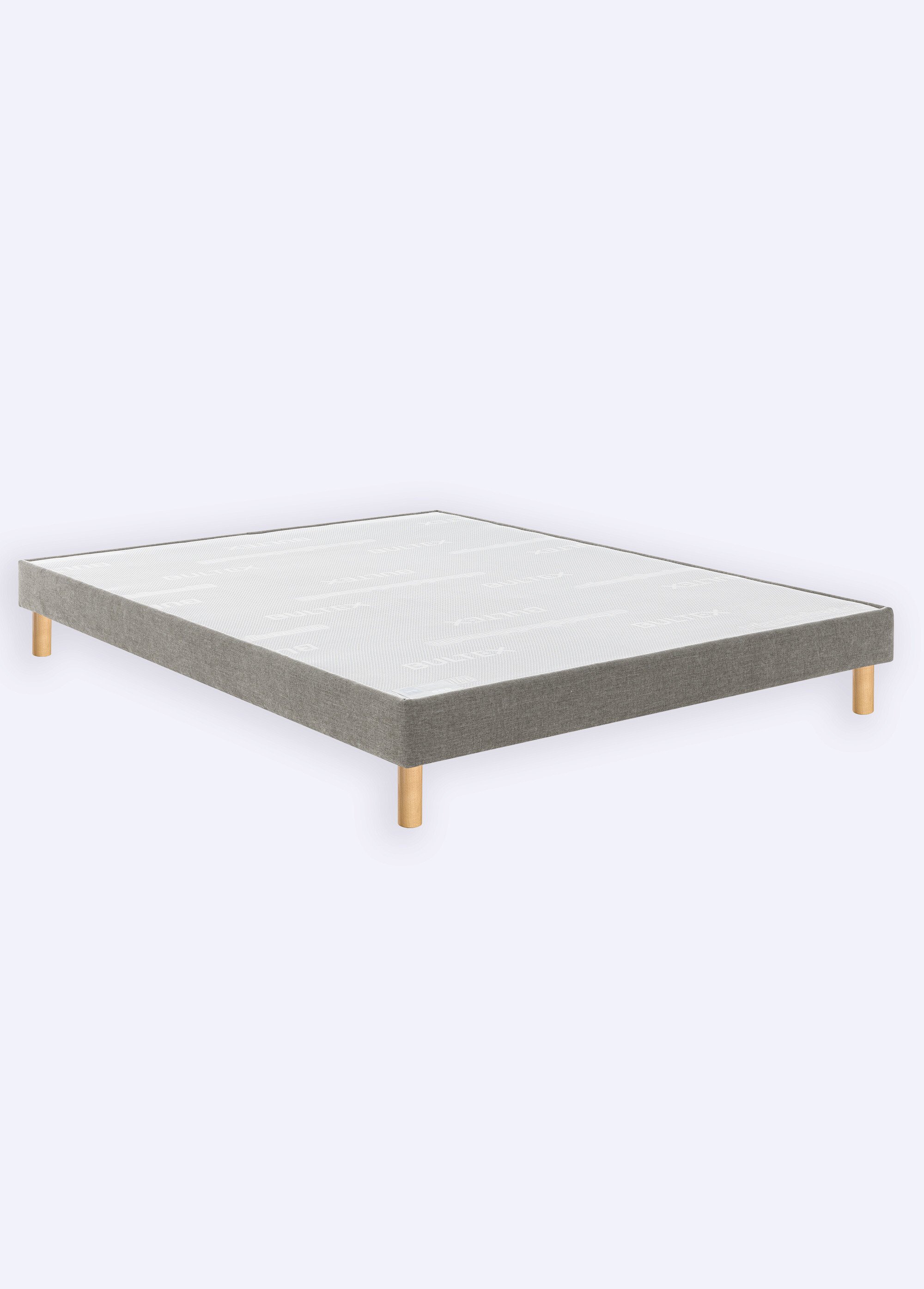 Sommier tapissier 14cm à lattes + pieds hêtre 17cm BEIGE BUL-VITAFERME FA1