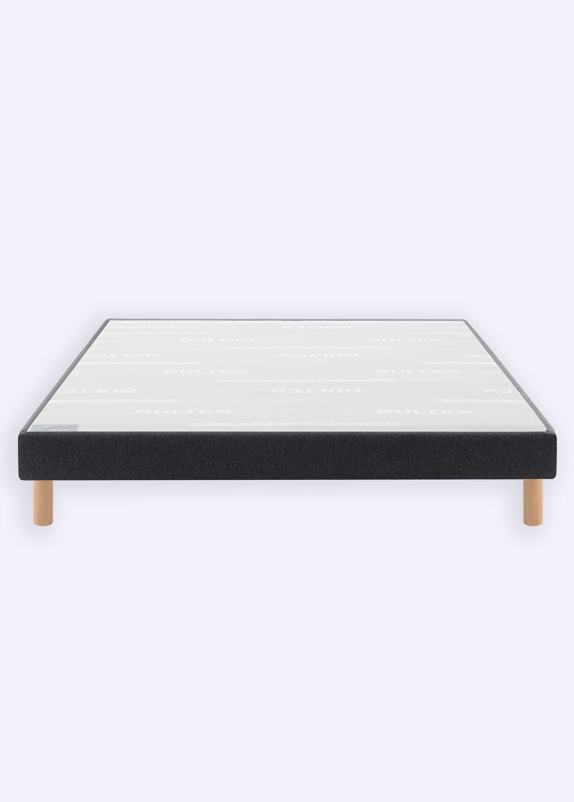 Sommier tapissier 14cm à lattes + pieds hêtre 17cm
