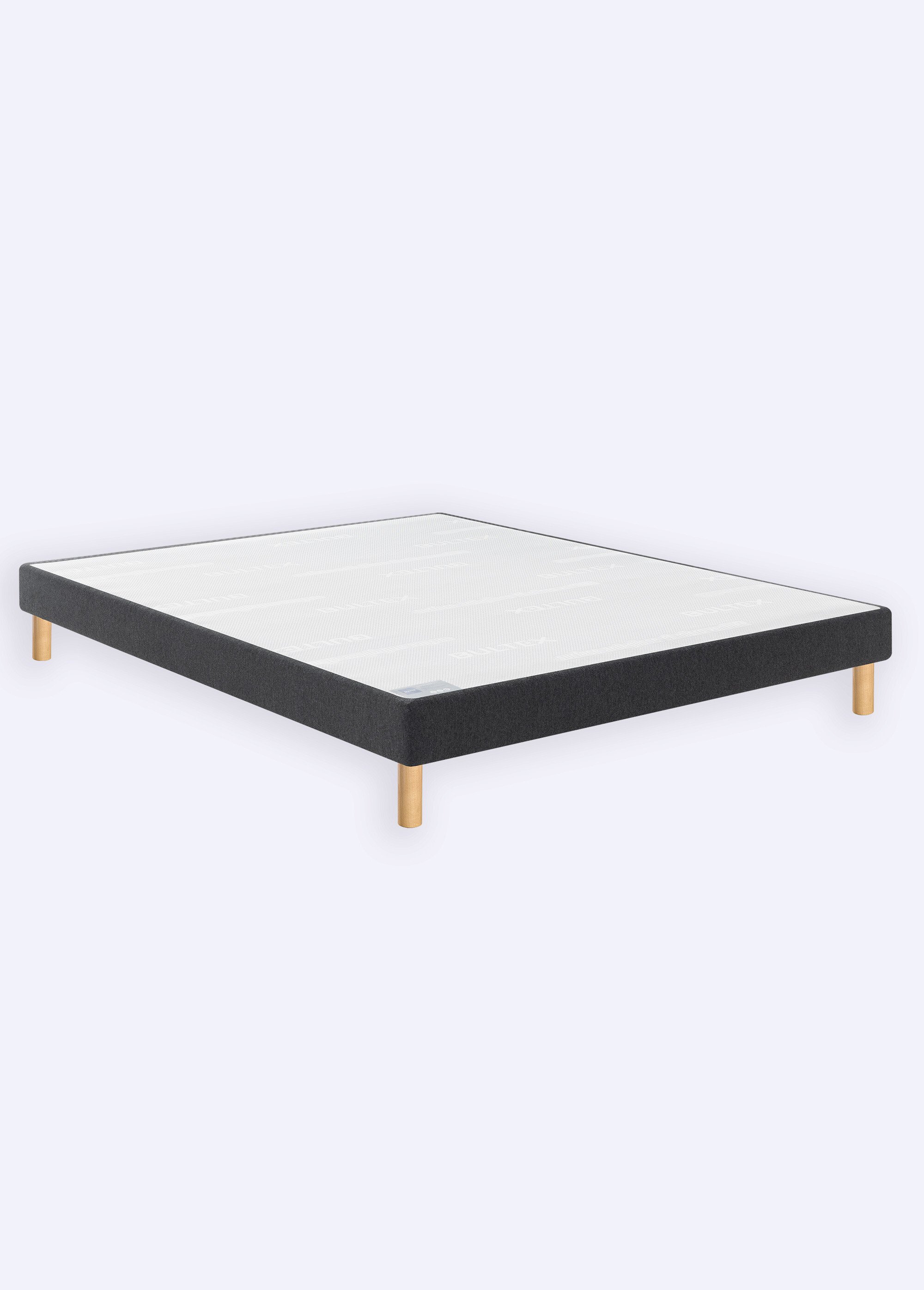 Sommier tapissier 14cm à lattes + pieds hêtre 17cm