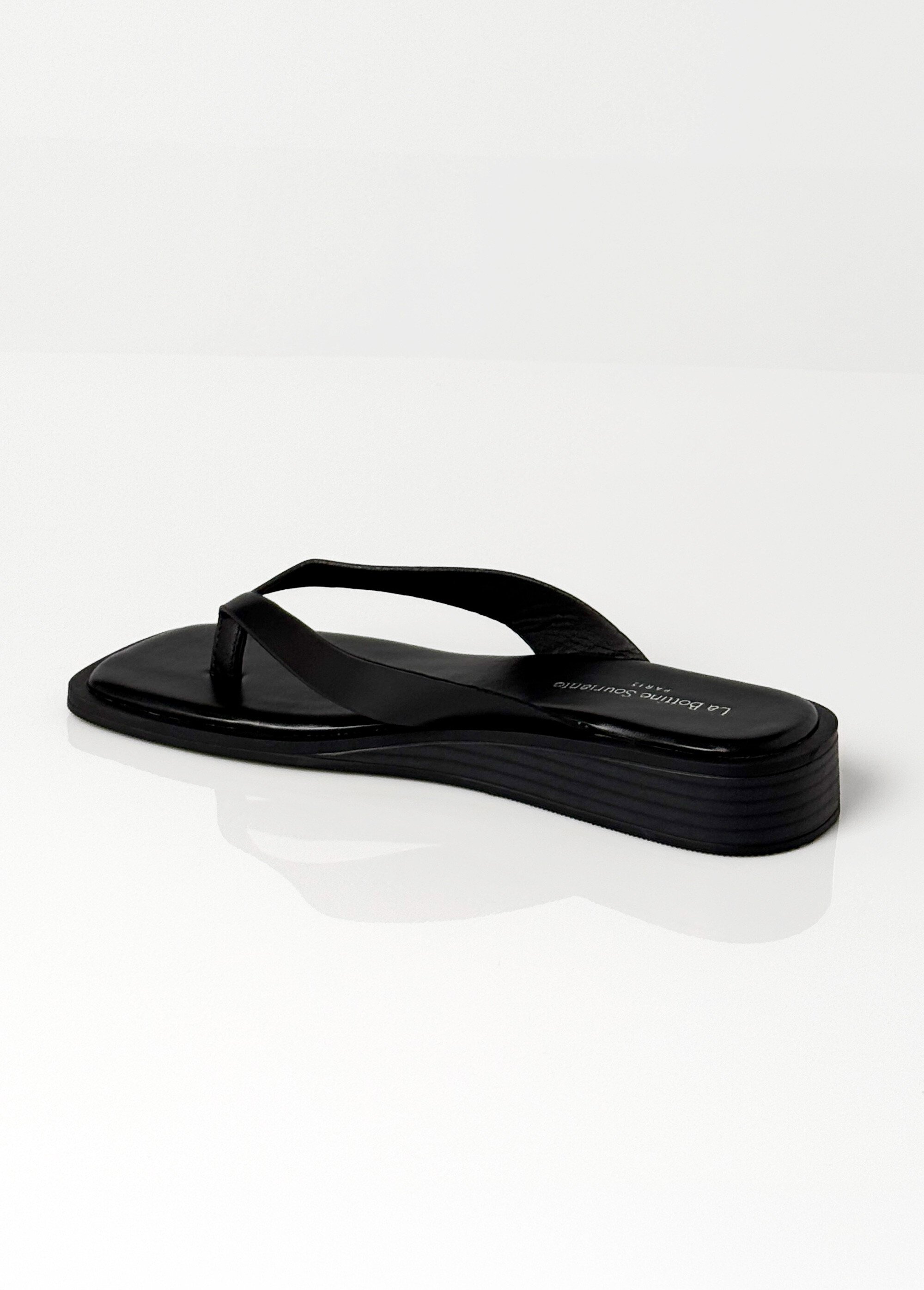 Tongs chic en simili cuir, bout carré Femme Noir LBSBSL9965 DO1