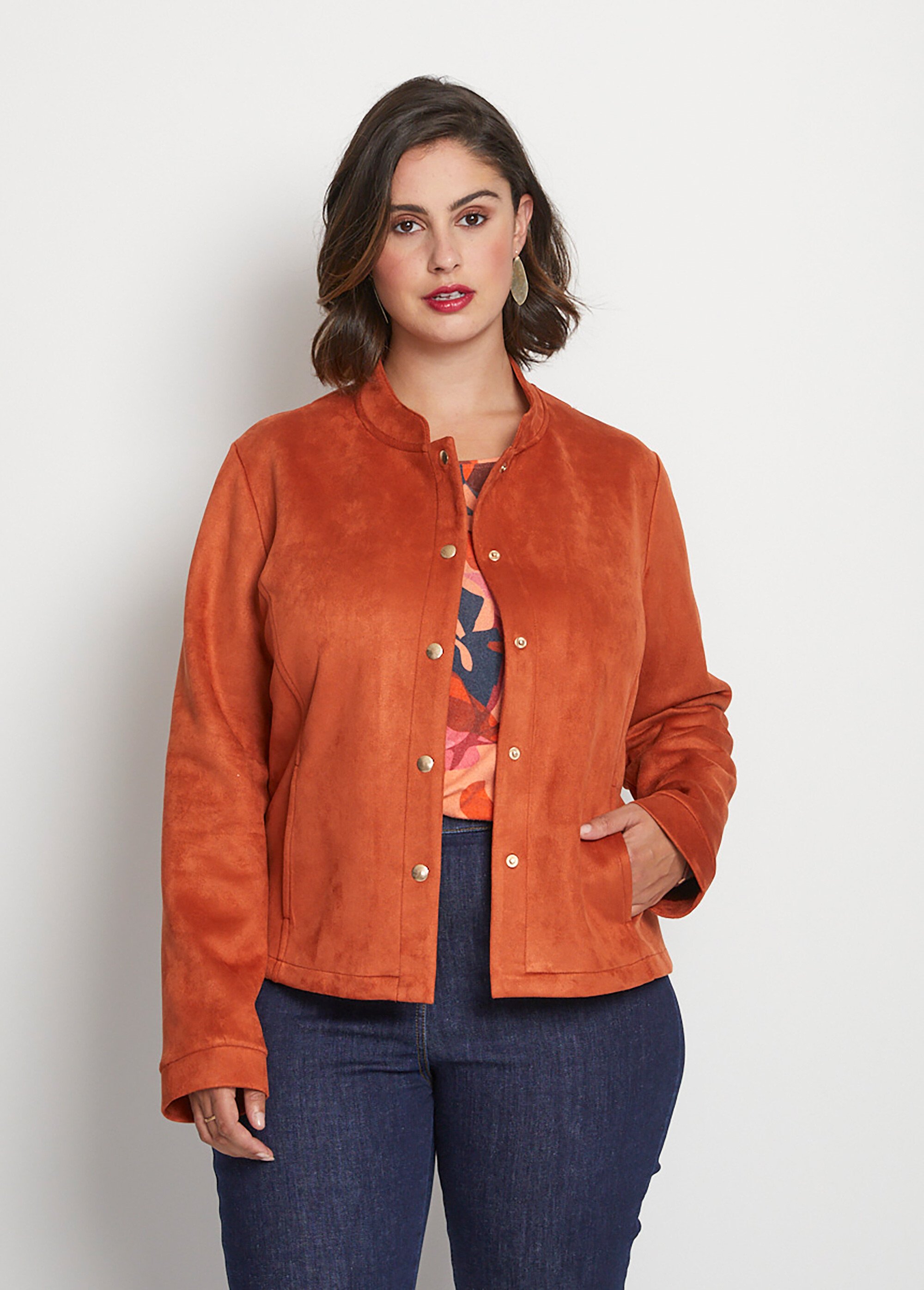 Veste courte pressionnée maille suédée
