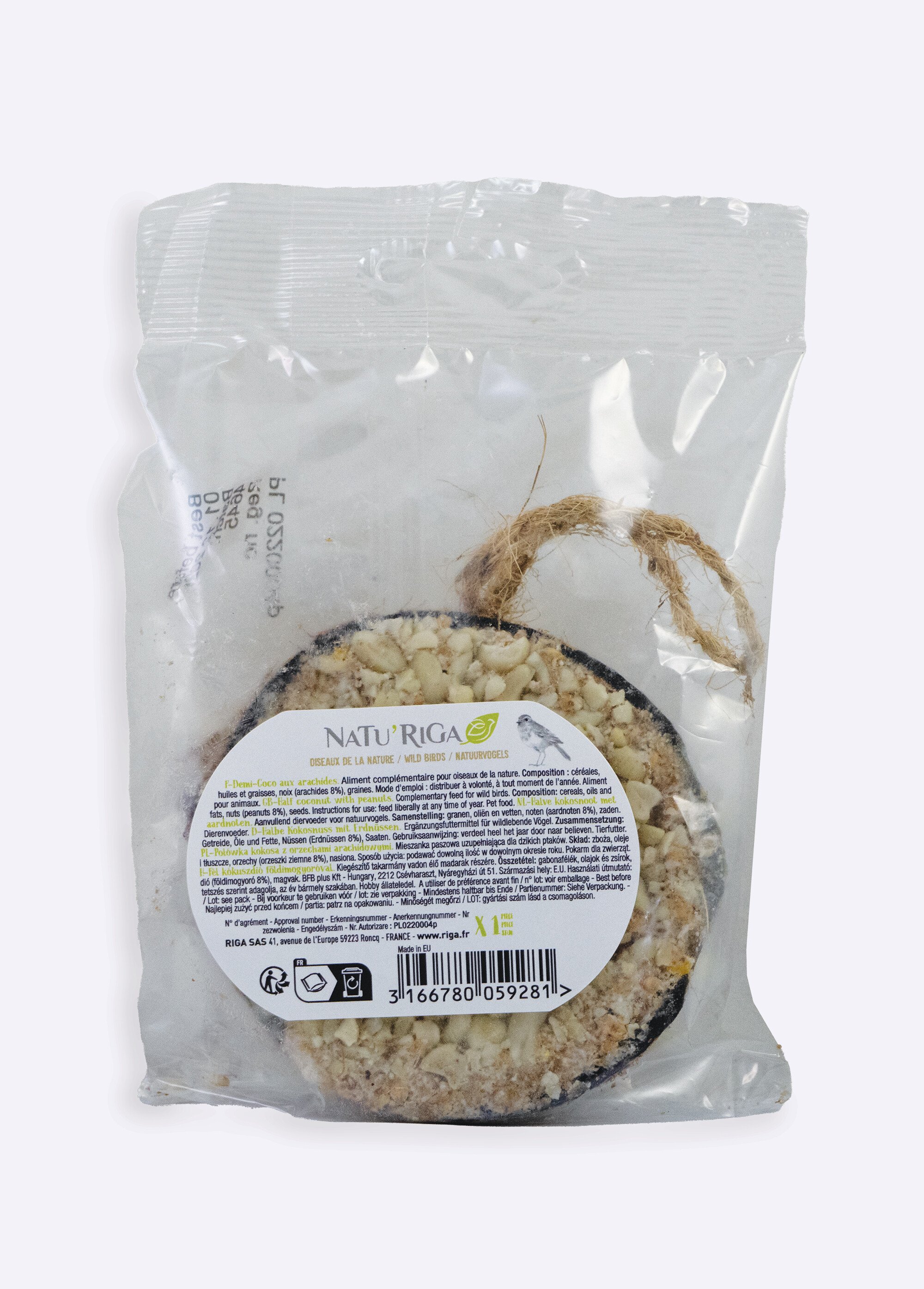 Demi noix de coco arachides pour oiseaux BEIGE RIG-00005928EL FA1