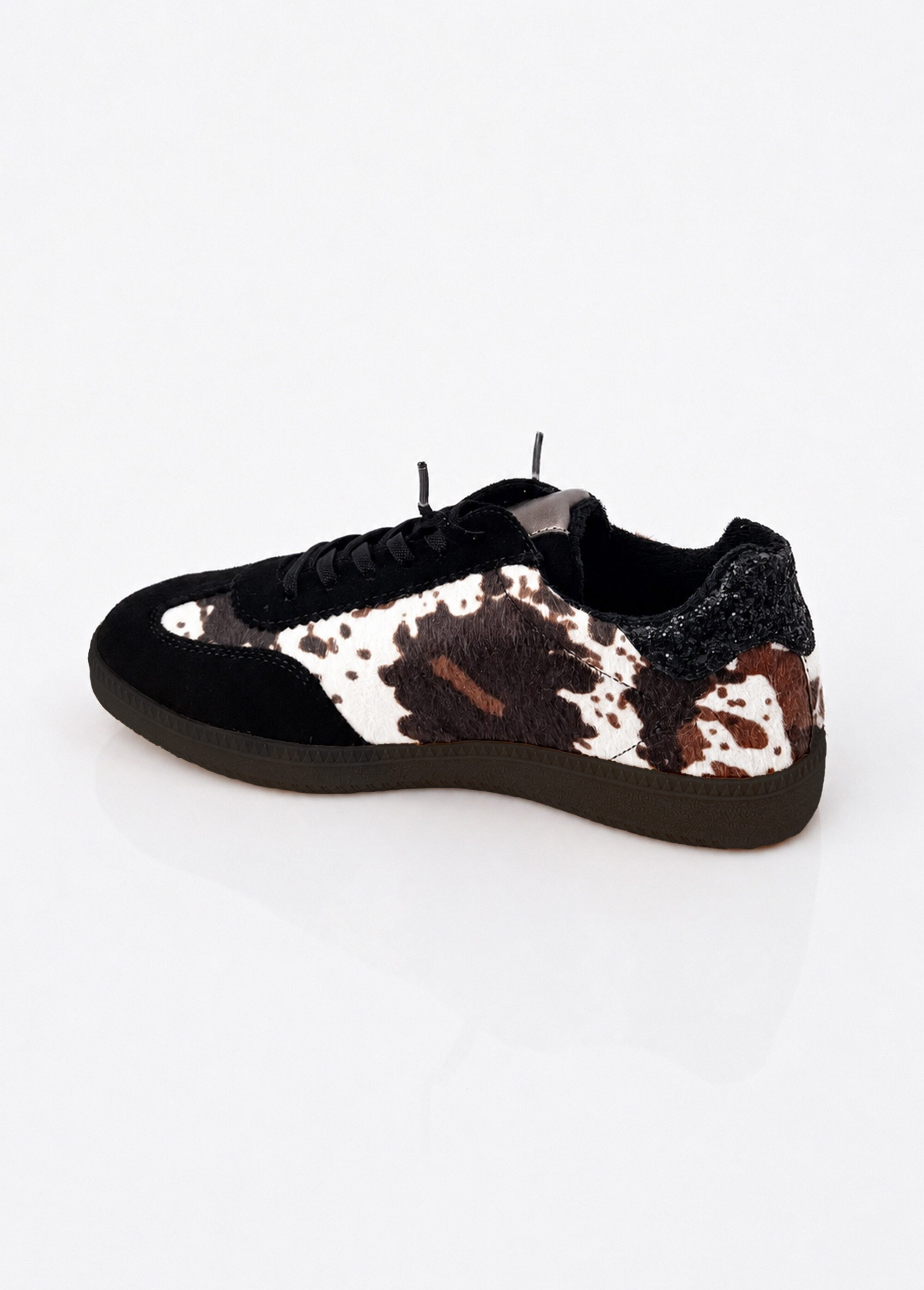 Baskets femme motif animalier à paillettes Femme Noir OCOW DO1