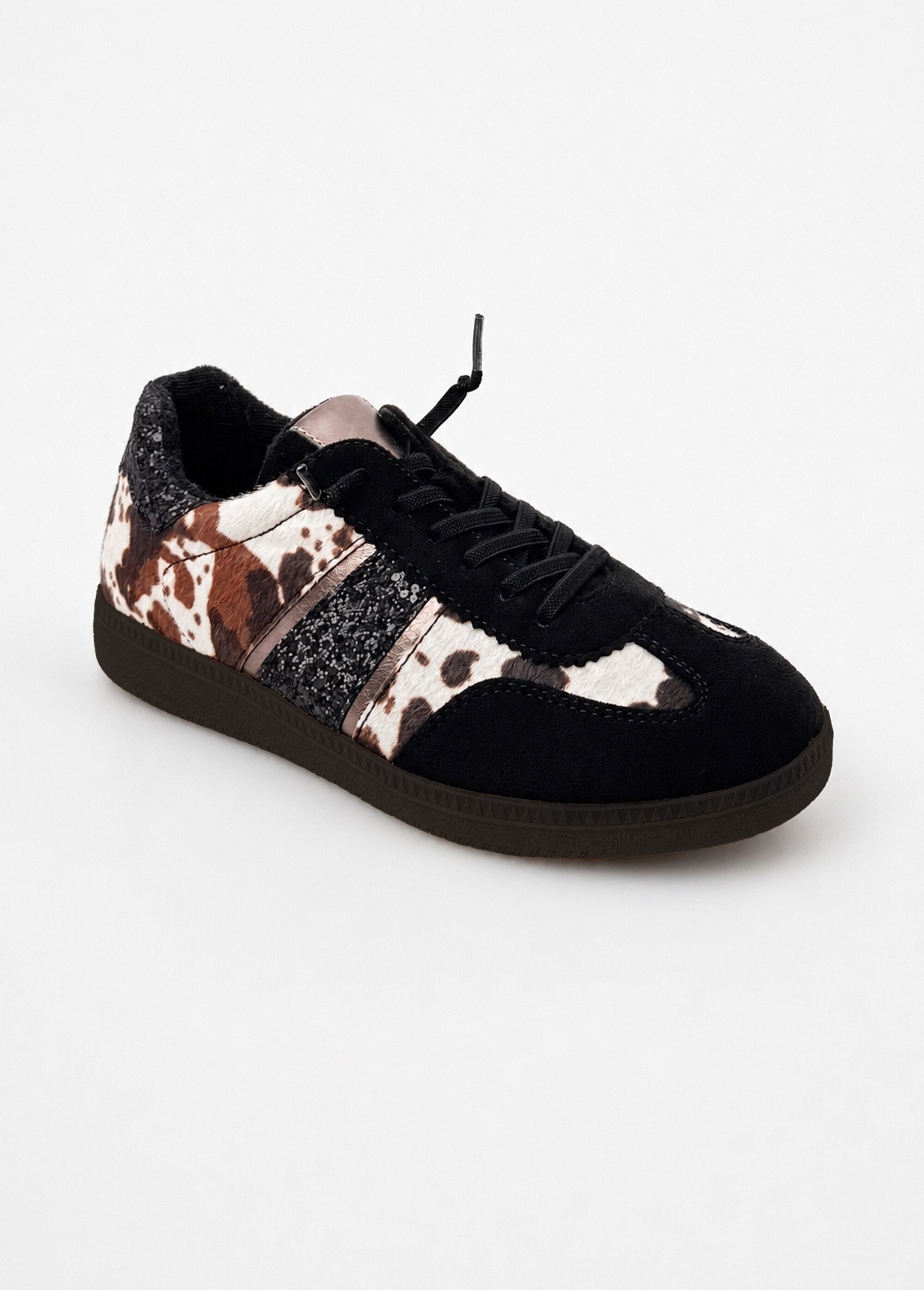 Baskets femme motif animalier à paillettes Femme Noir OCOW FA1