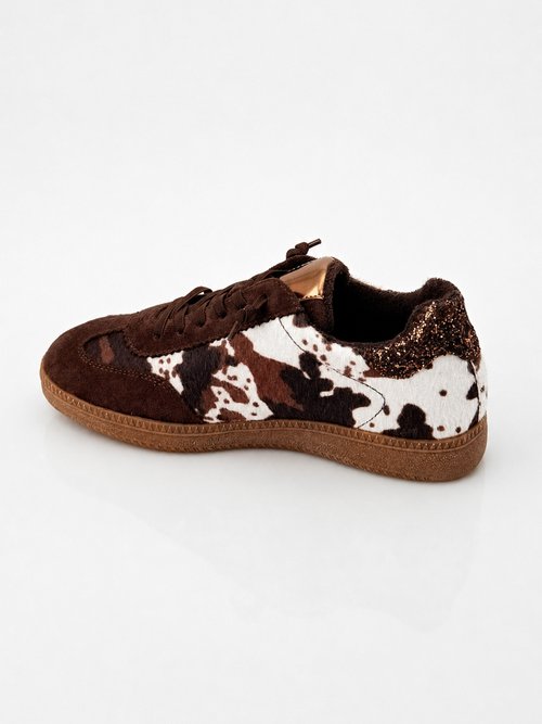 Baskets femme motif animalier à paillettes Femme Marron OCOW DO1