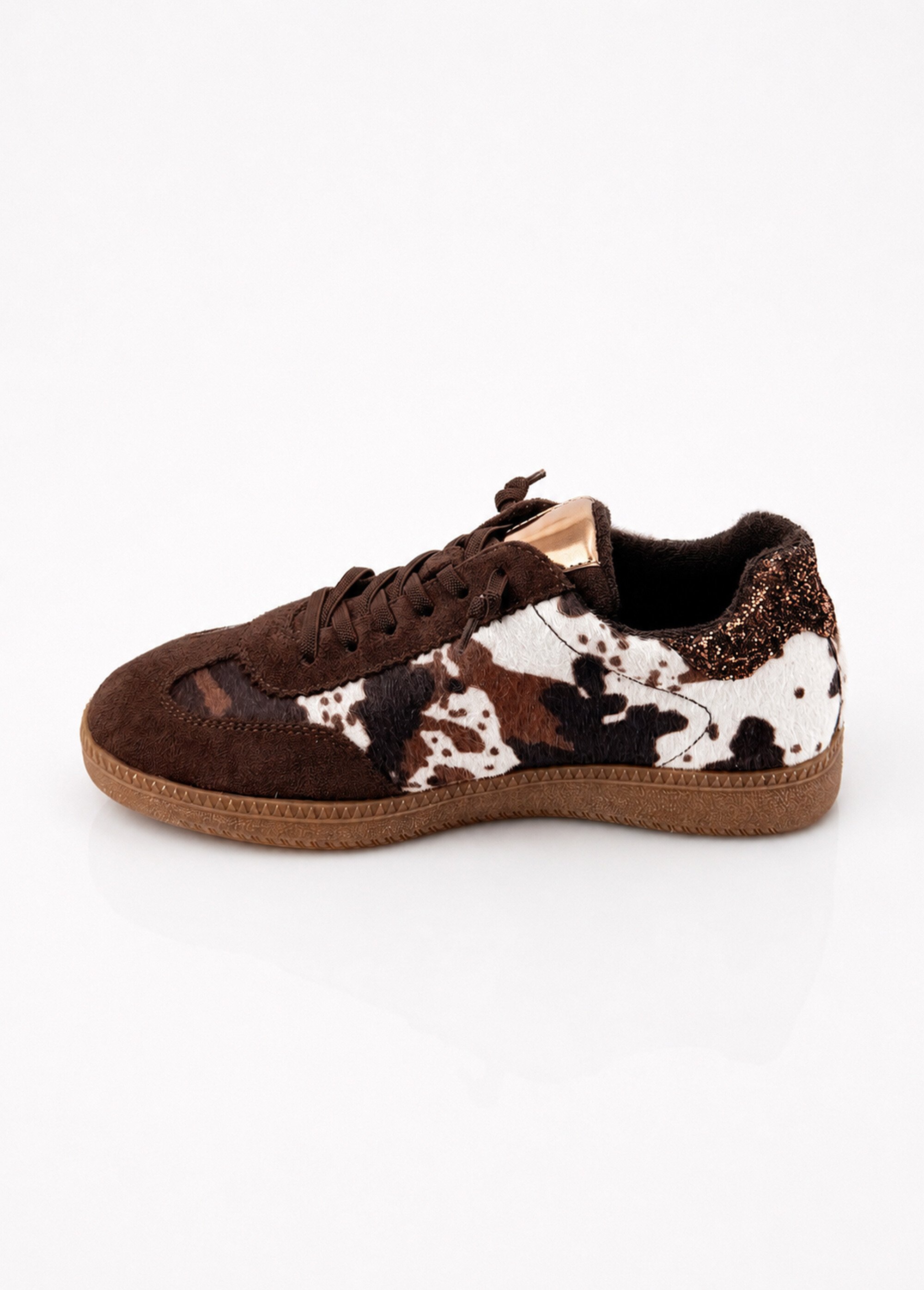 Baskets femme motif animalier à paillettes Femme Marron OCOW DR1