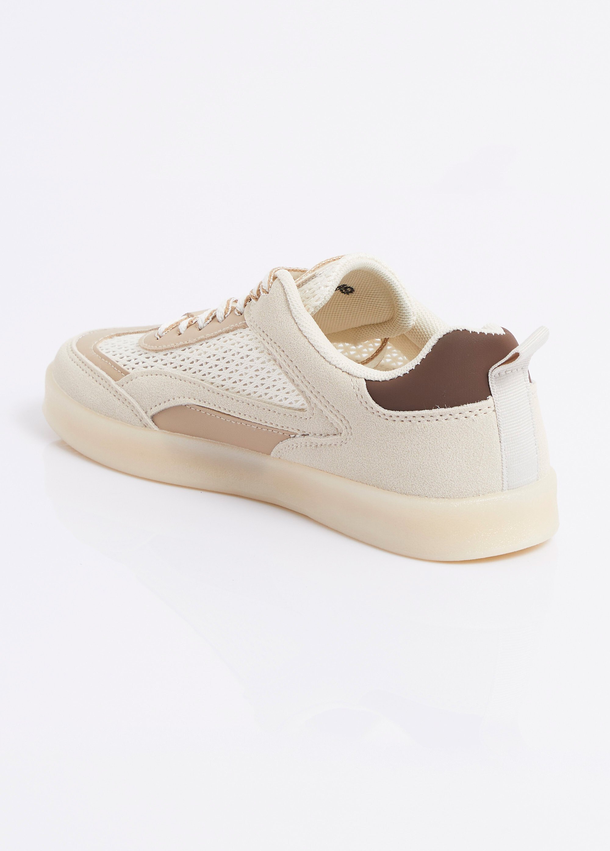 Baskets multimatières semelle compensée Femme Beige ERY9189 DO1