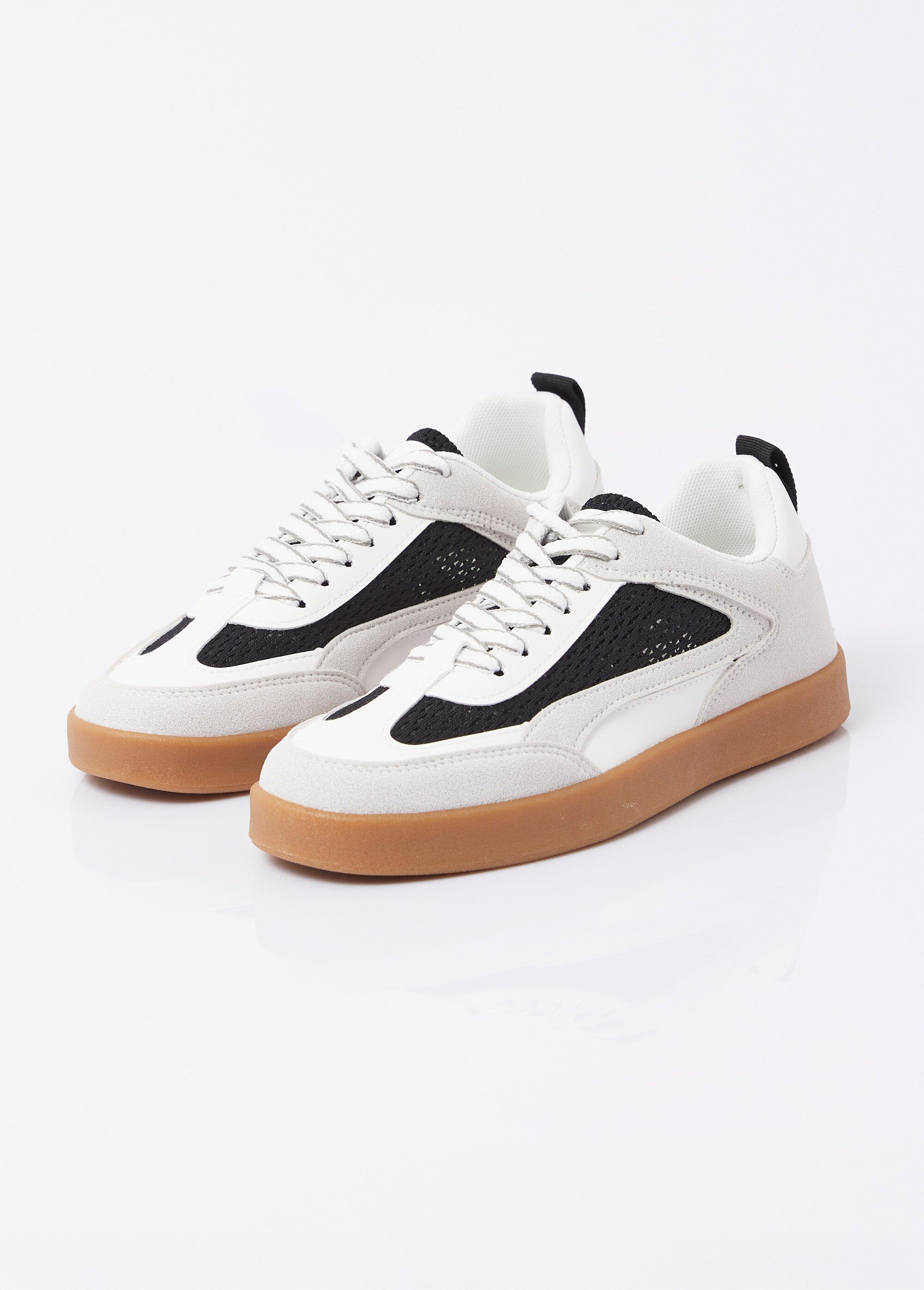 Baskets multimatières semelle compensée Femme Noir ERY9189 DE1