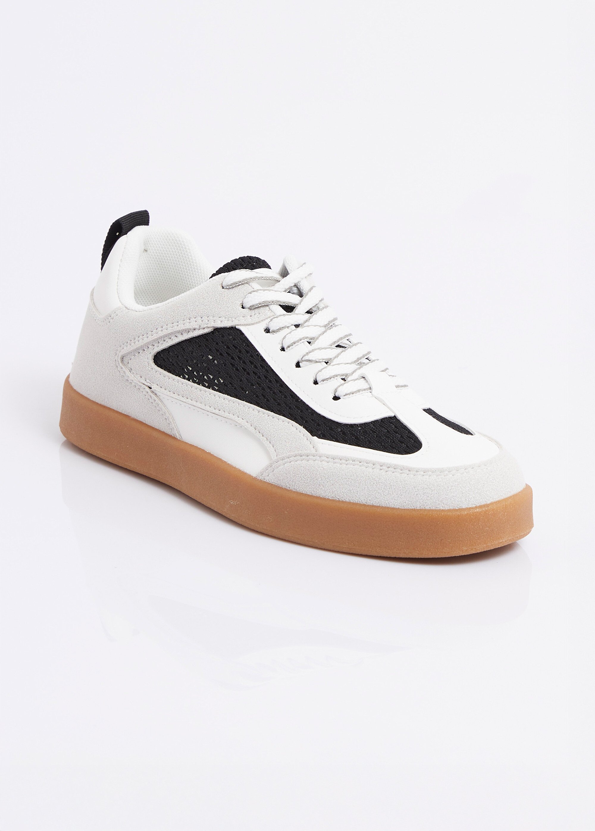 Baskets multimatières semelle compensée Femme Noir ERY9189 FA1