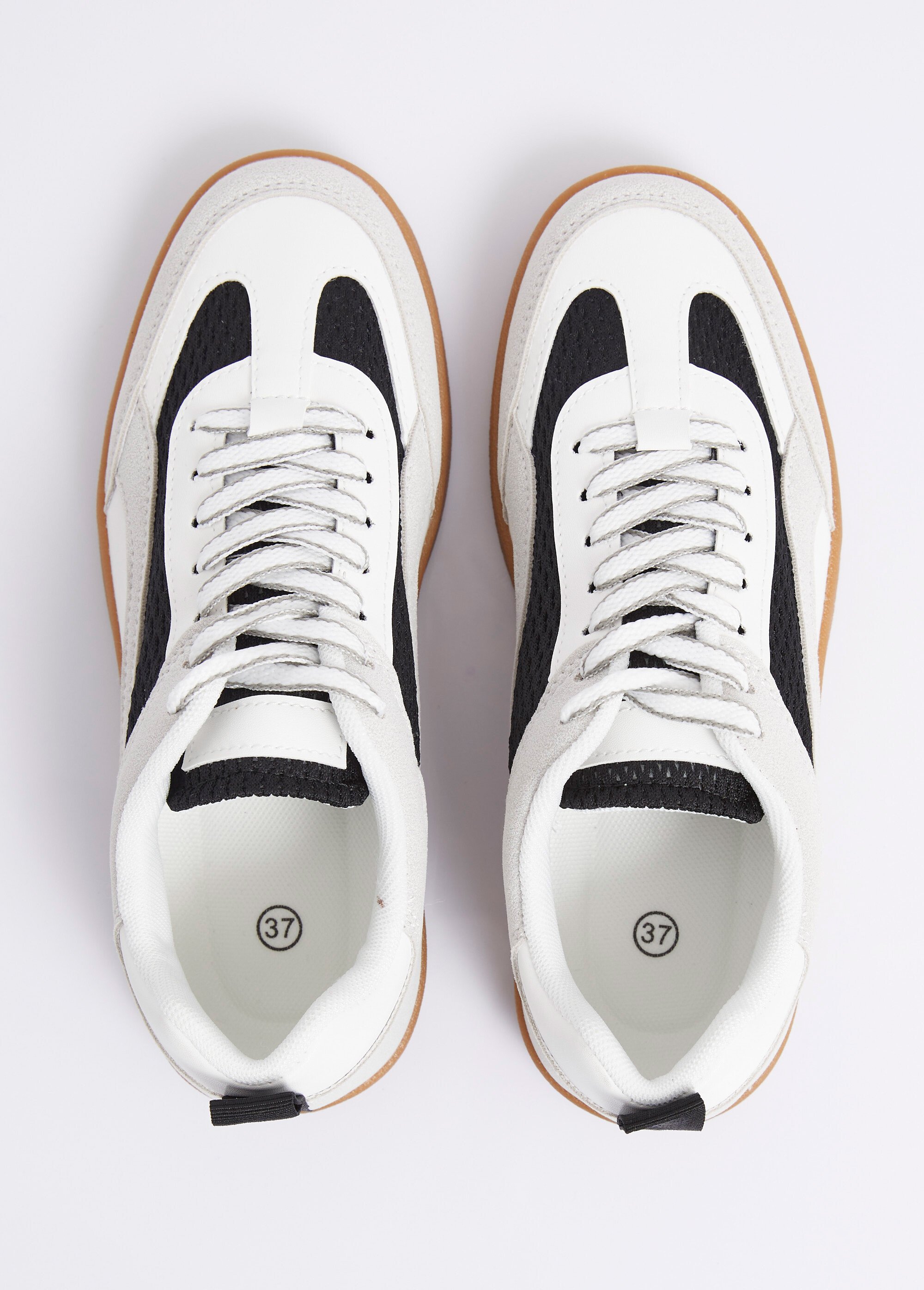 Baskets multimatières semelle compensée Femme Noir ERY9189 OV1