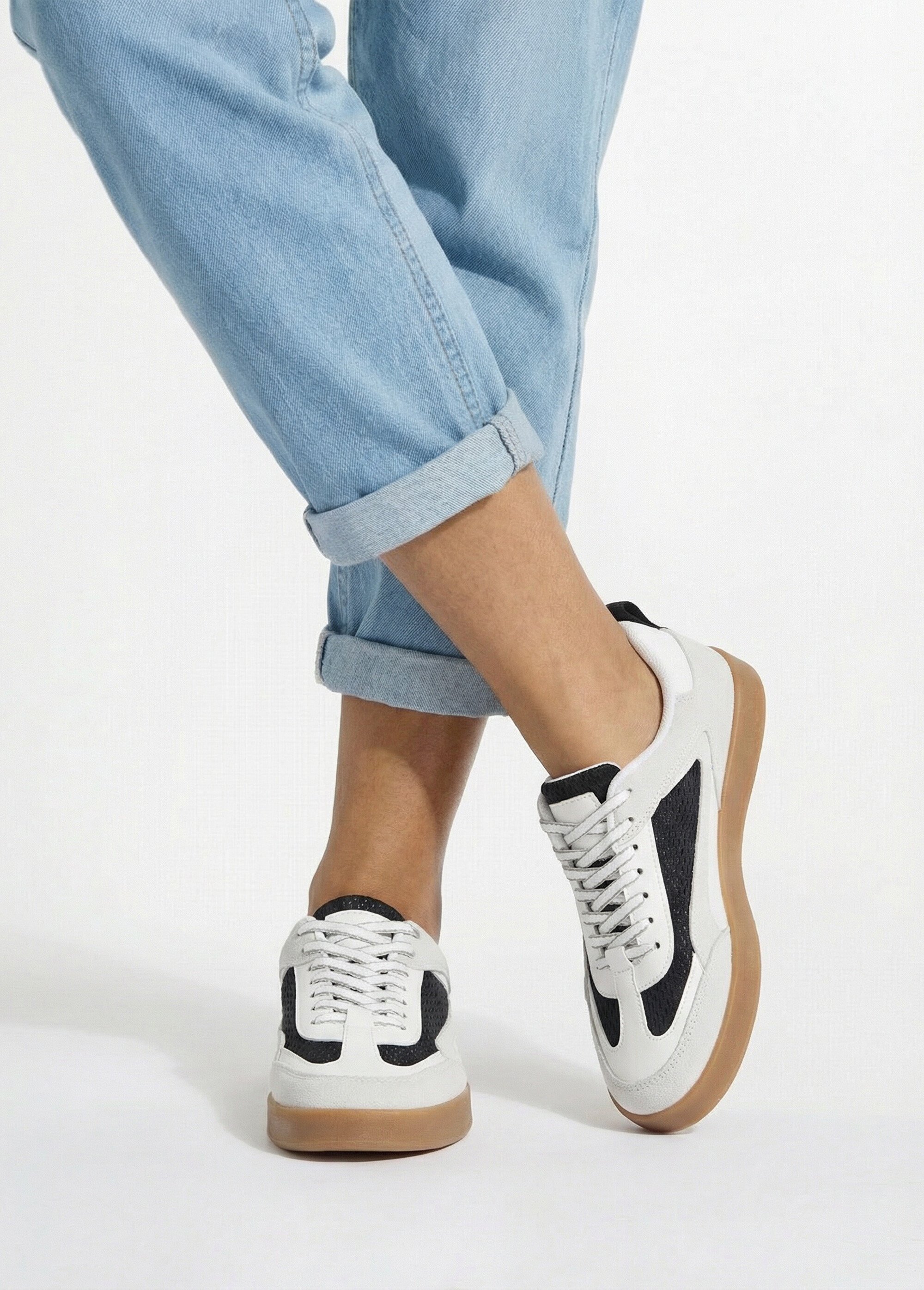 Baskets multimatières semelle compensée Femme Noir ERY9189 SI1