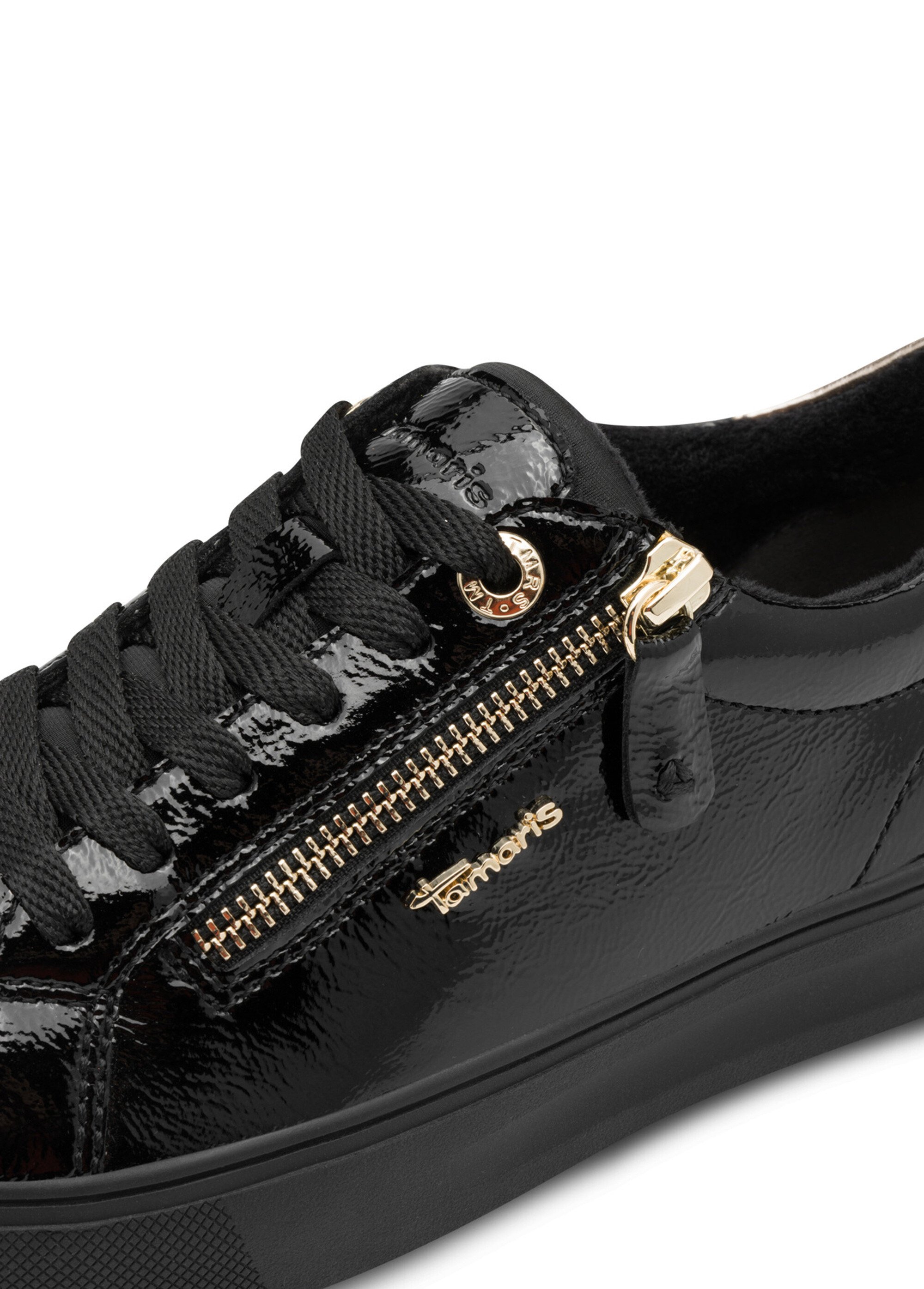 Baskets semelle épaisse avec zip et lacets Femme Noir TAM88370742 DE1