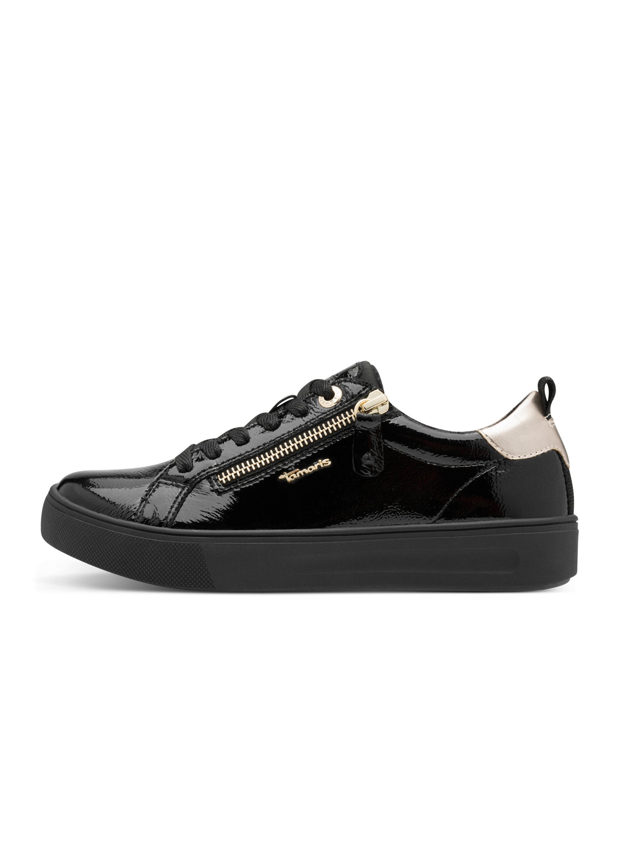 Baskets semelle épaisse avec zip et lacets Femme Noir TAM88370742 GA1