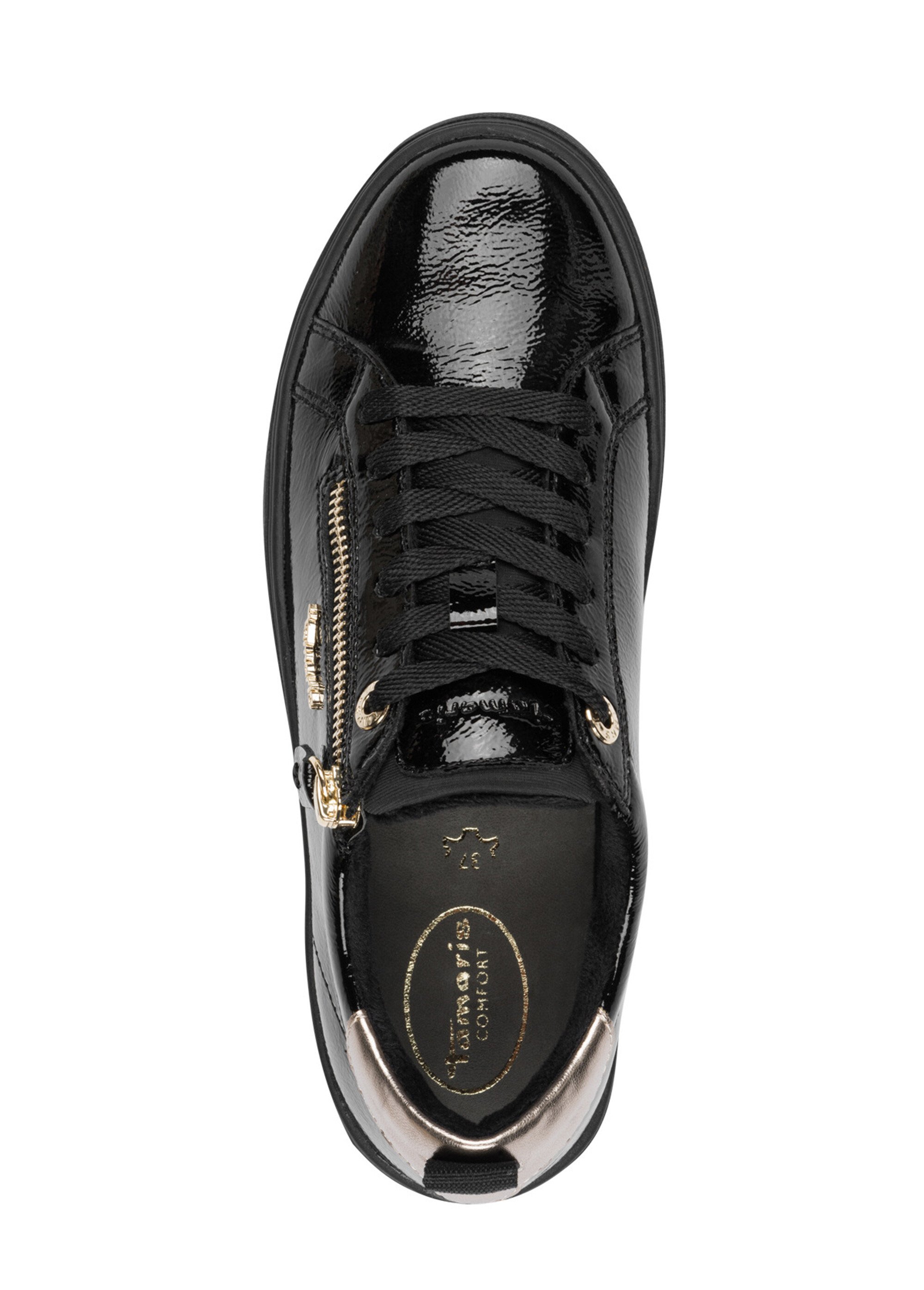 Baskets semelle épaisse avec zip et lacets Femme Noir TAM88370742 OV1