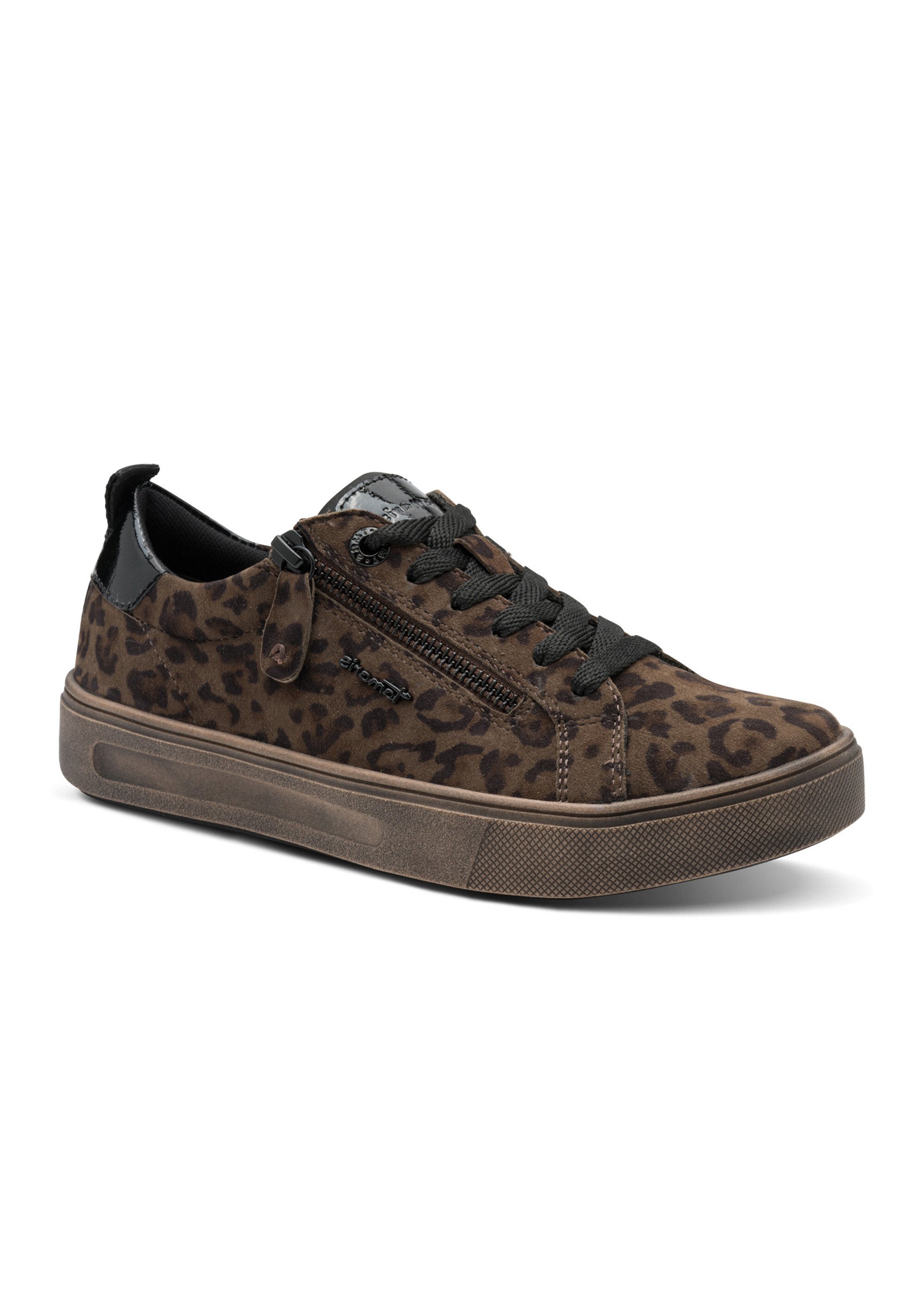 Baskets semelle épaisse avec zip et lacets Femme Noir TAM88370742 FA1