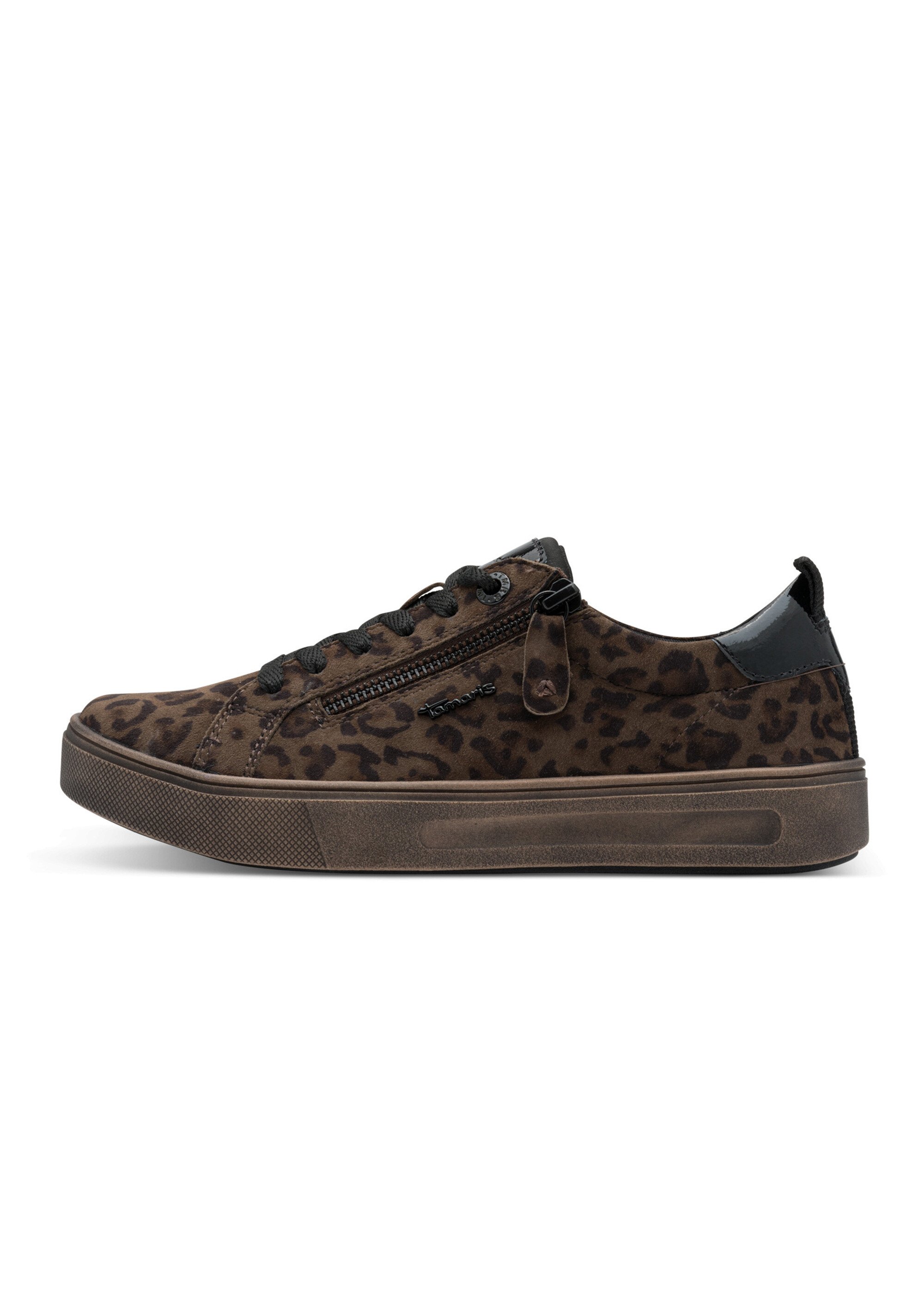 Baskets semelle épaisse avec zip et lacets Femme Noir TAM88370742 GA1