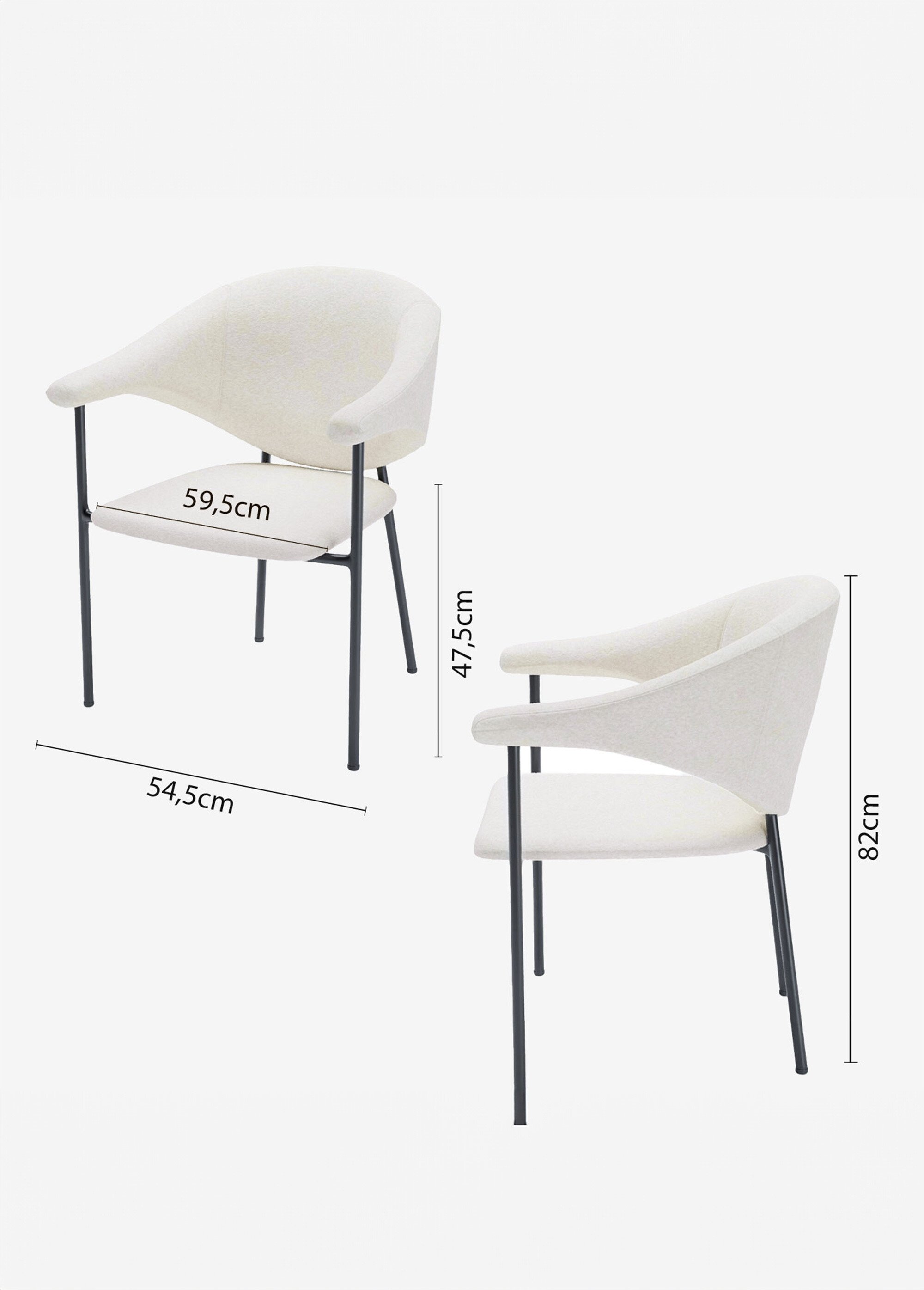 Chaises velours design avec accoudoirs