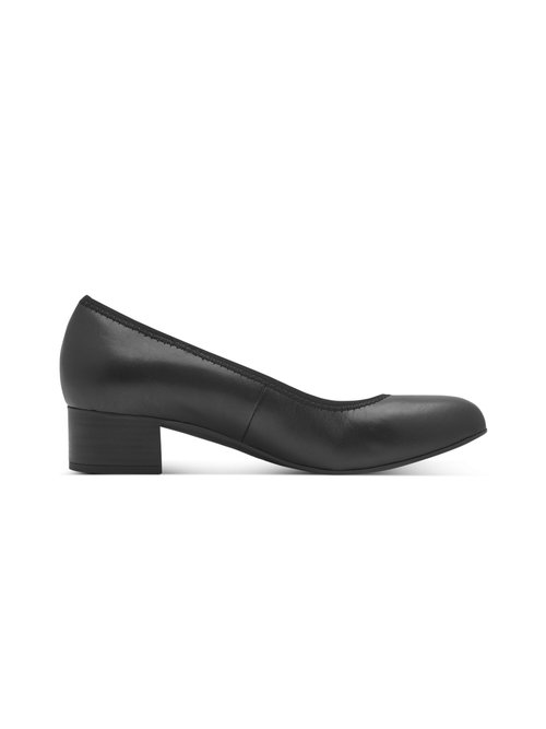 Escarpins cuir bout rond contour élastiqué Femme Noir TAM88230043 DR1