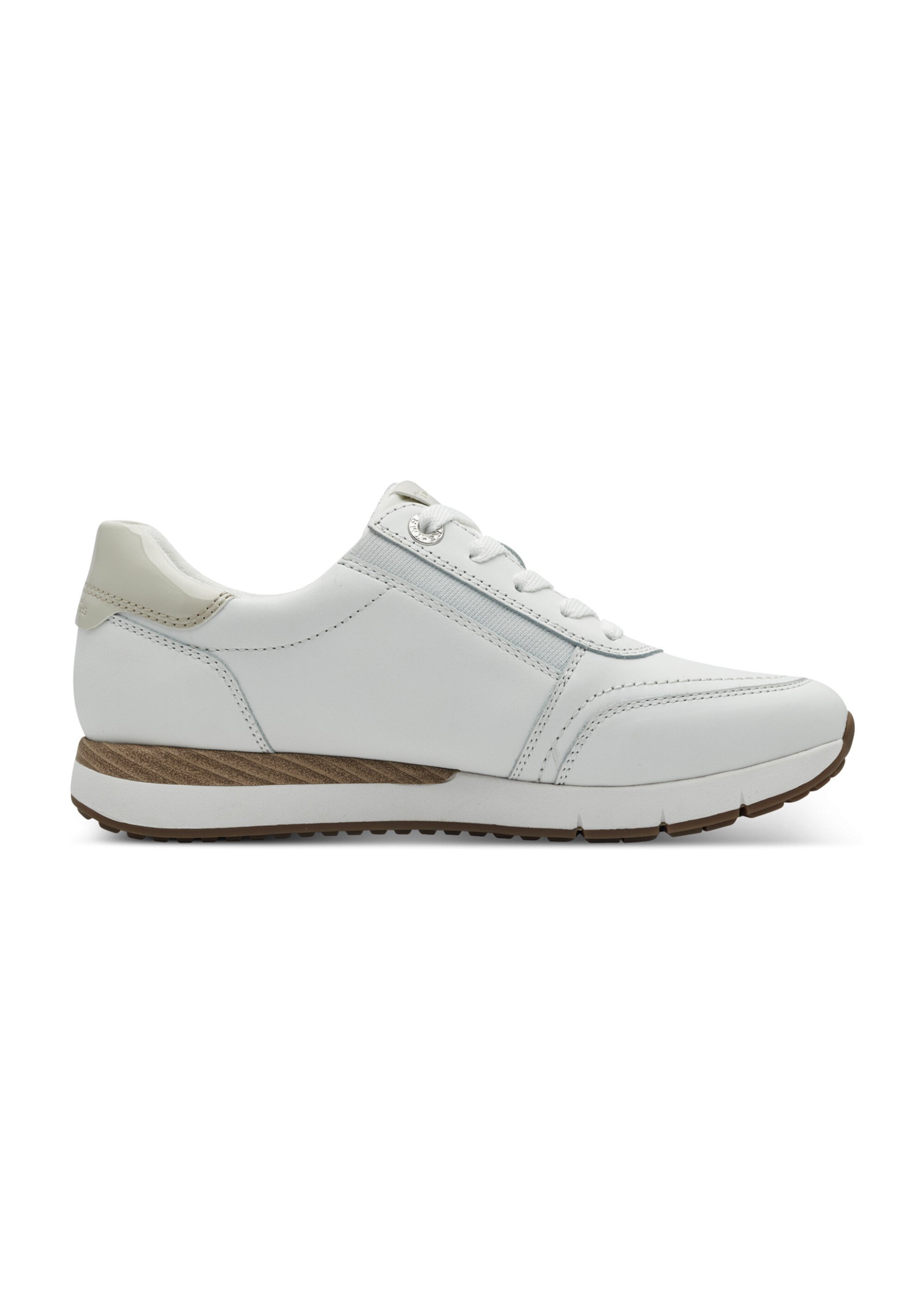 Baskets lacets et zip logo perforé Femme Blanc TAM88370242 DR1