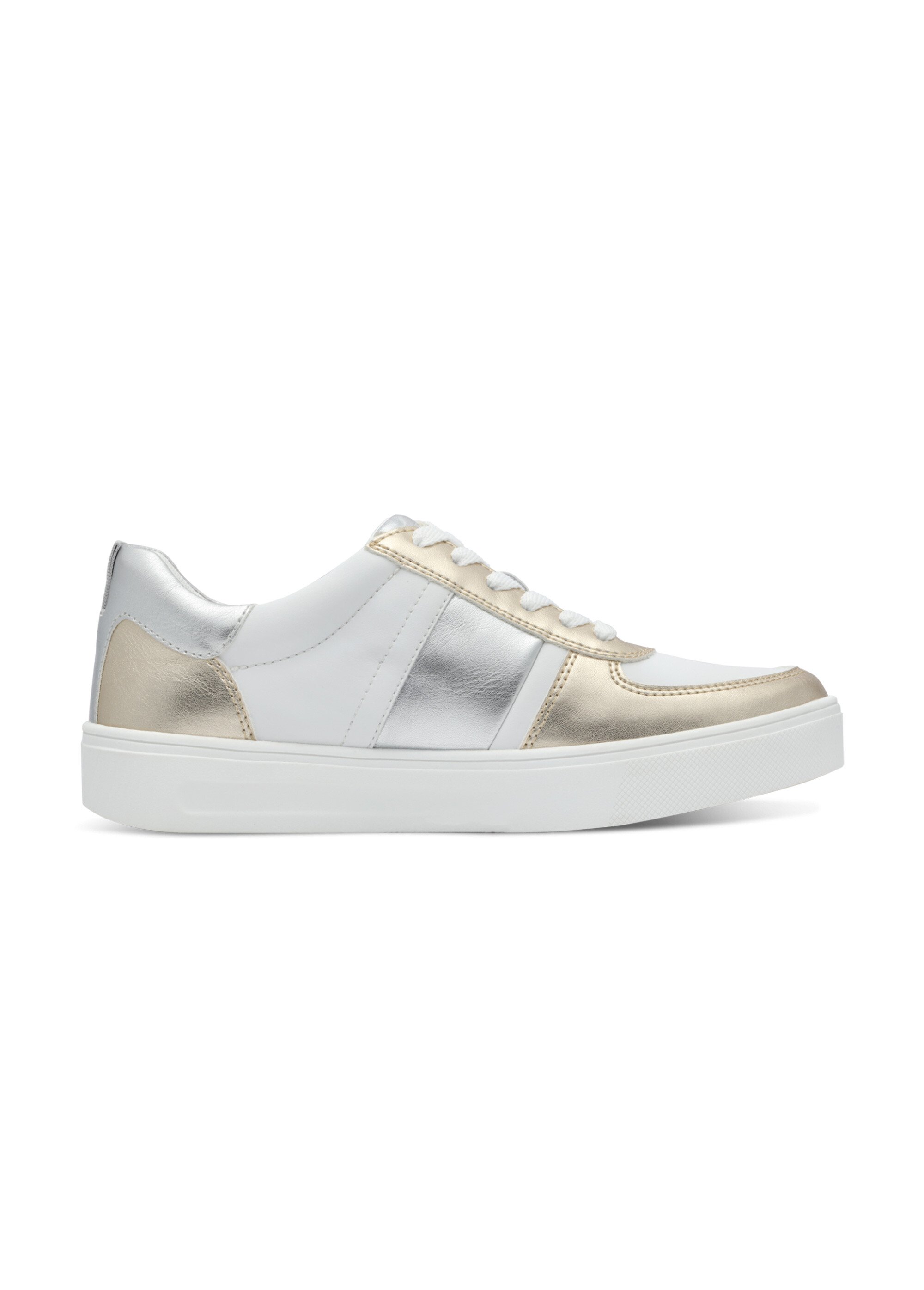 Baskets multimatières semelle épaisse et zip Femme Argenté TAM88370344 DR1