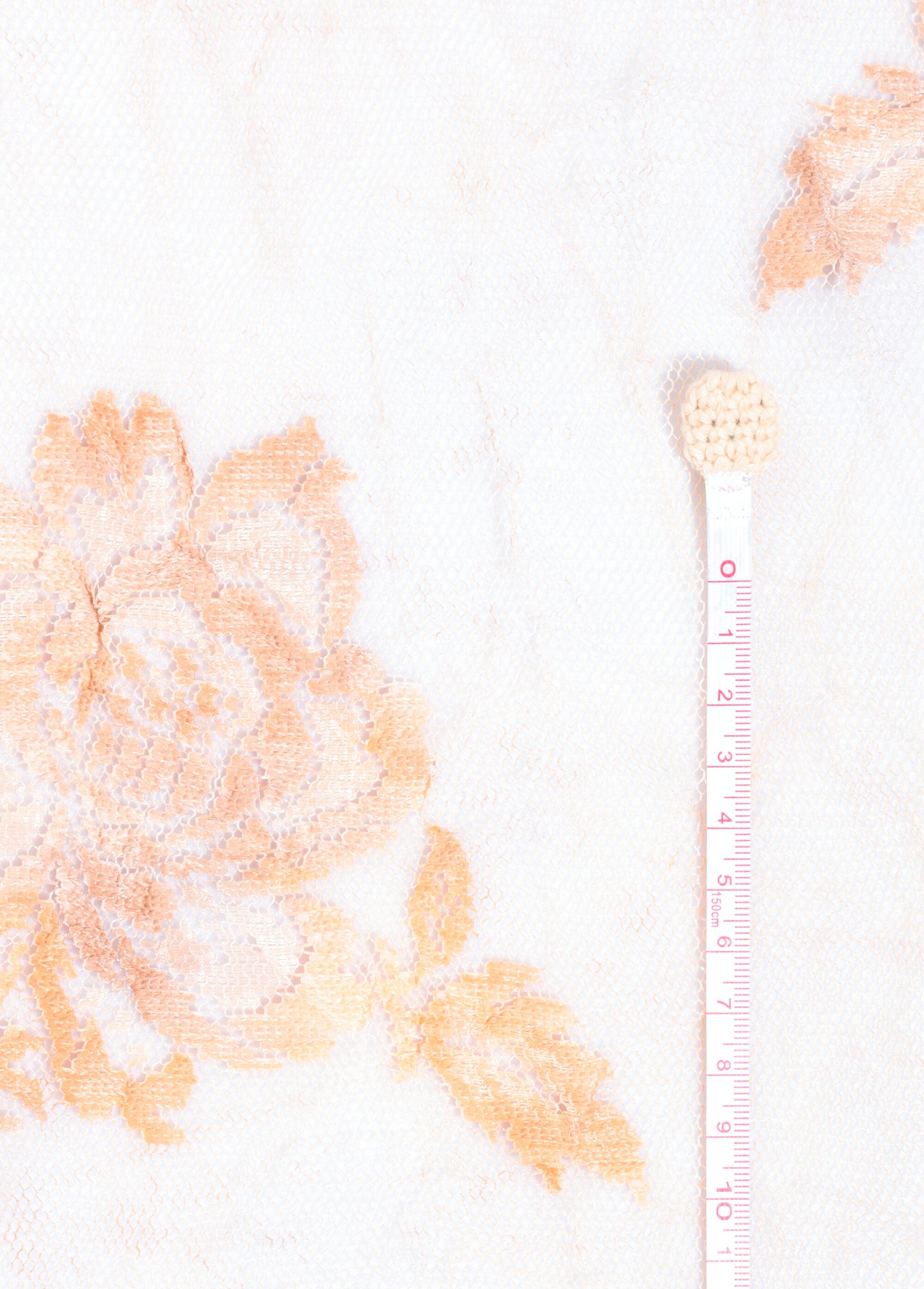 Coupon tissu, dentelle sur tulle ORANGE COT144088 DE1