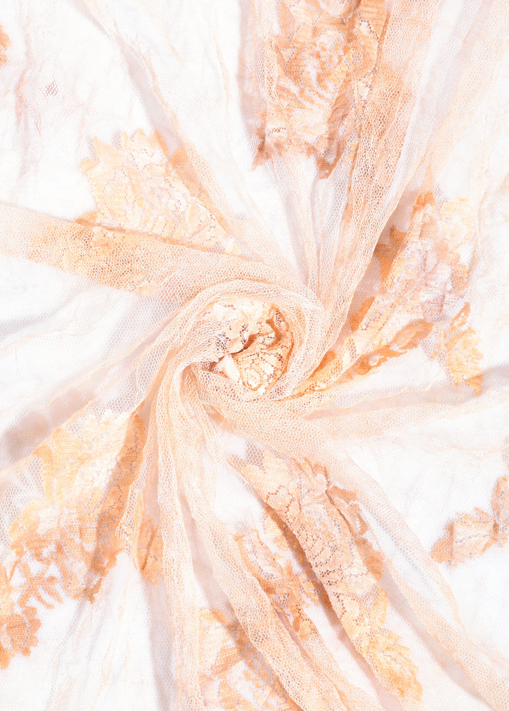 Coupon tissu, dentelle sur tulle ORANGE COT144088 FA1