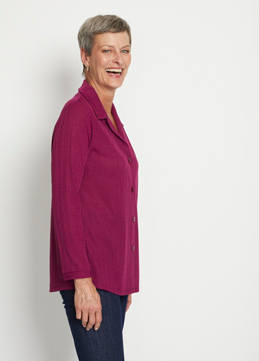 Veste légère col chemisier en maille Femme Violet TONKIN DR1