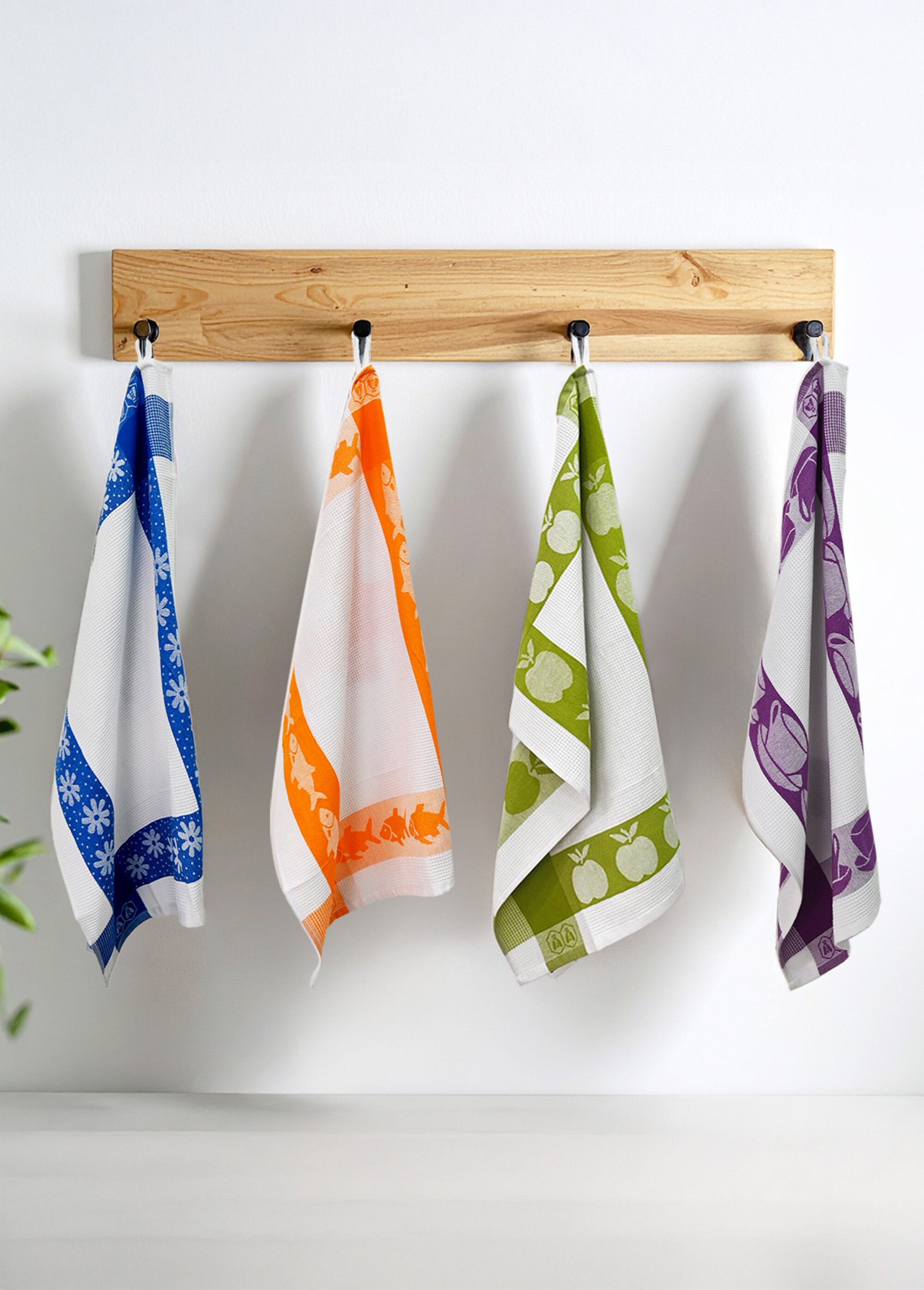 Lot de 3 torchons jacquard assortis, Carré 2V Vert 9270170 SI1