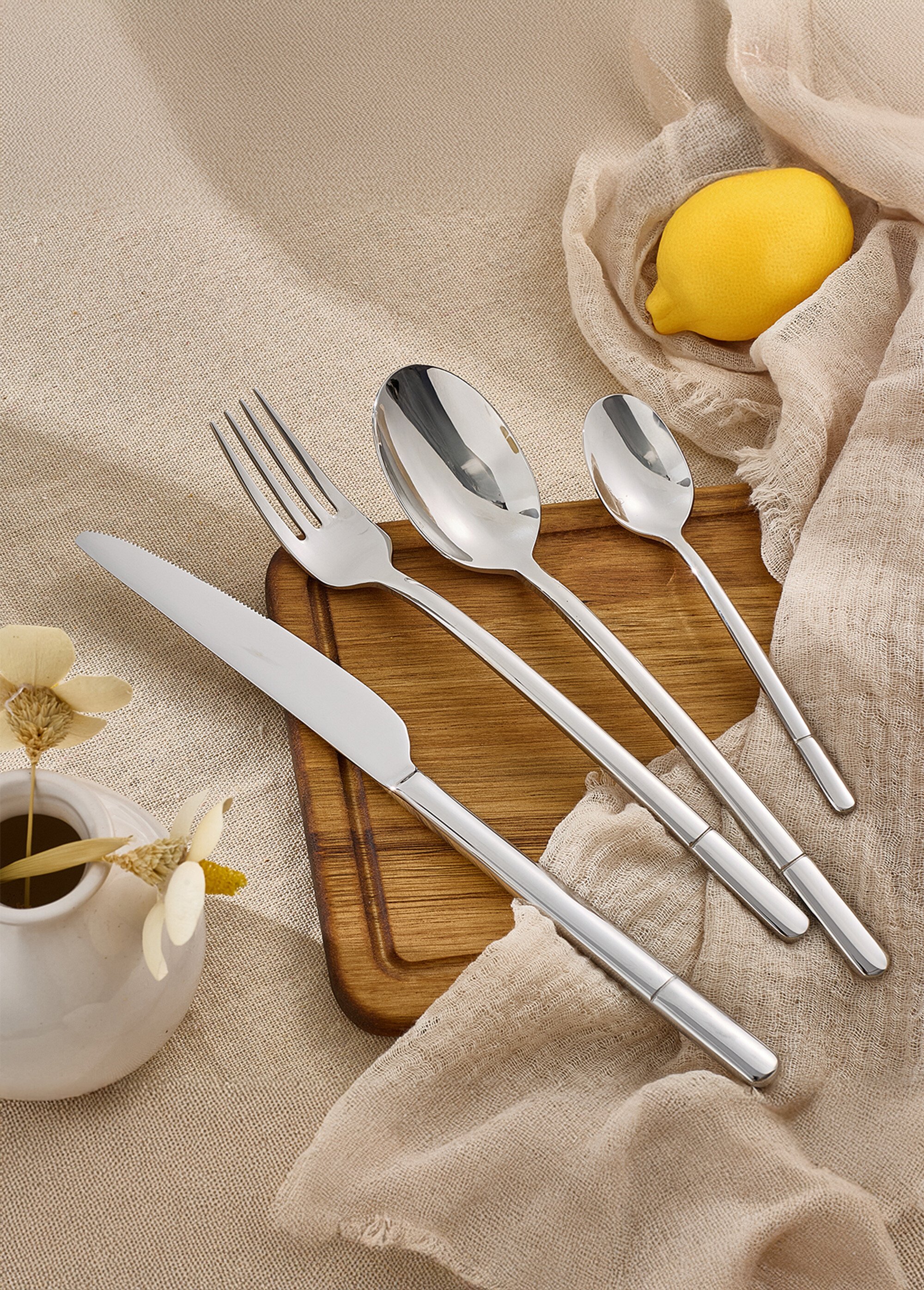 Ménagère 24 pièces inox brillant, Freesia Gris 9160485 SI1