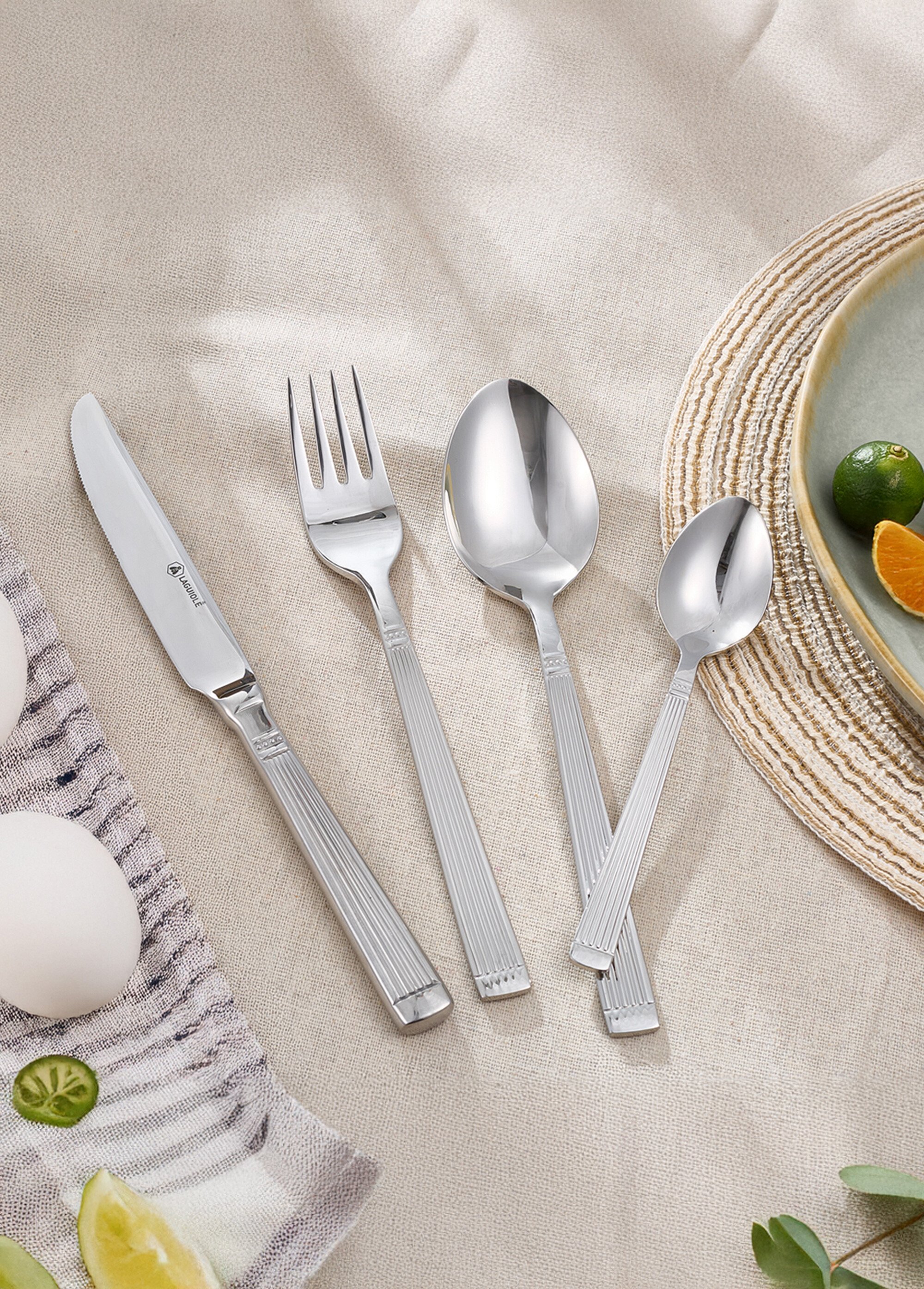 Ménagère 24 pièces inox brillant, Iris Gris 9160480 SI1