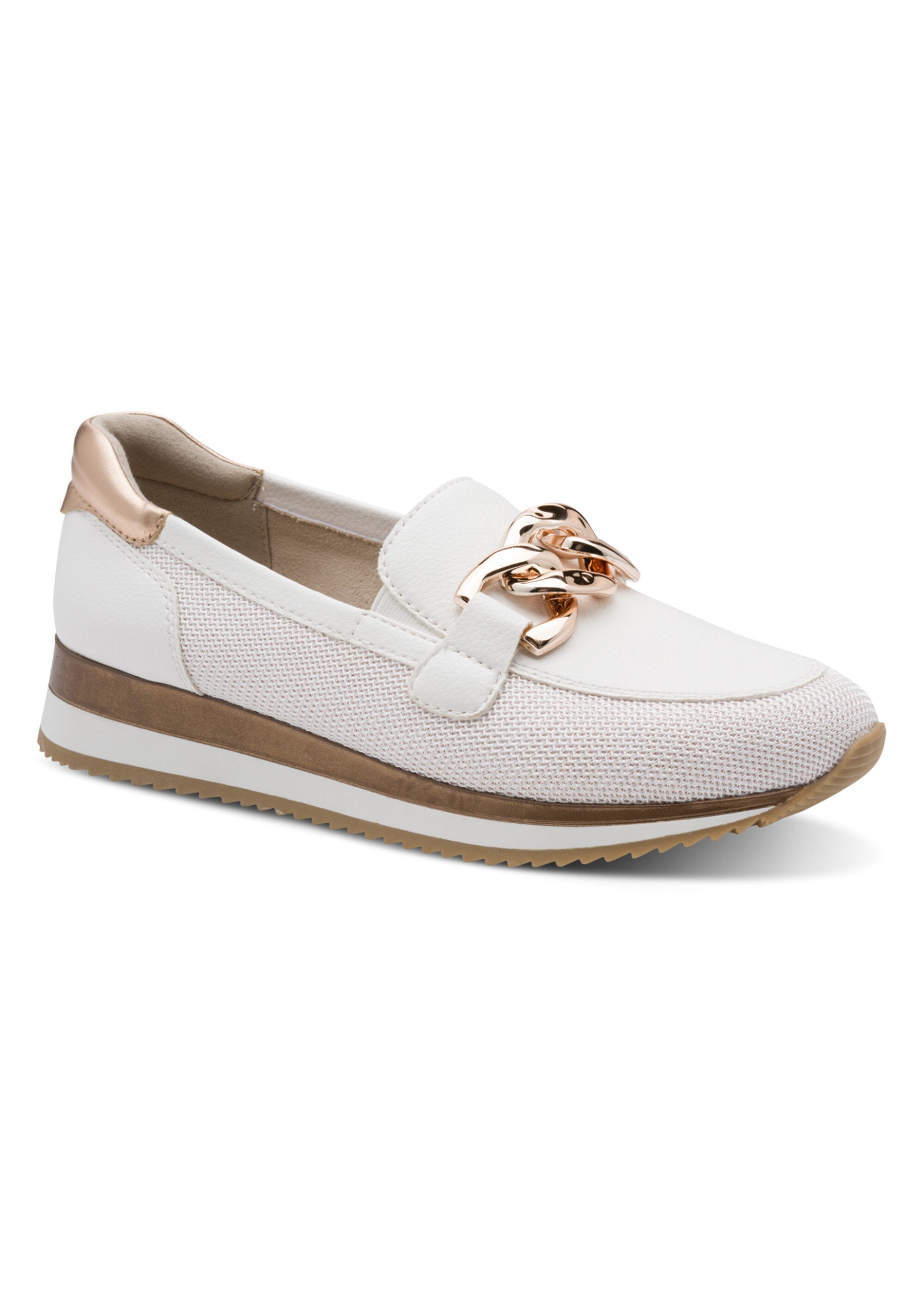 Mocassins compensés multimatières Femme BLANC ROSE GOLD JAN82476642 FA1