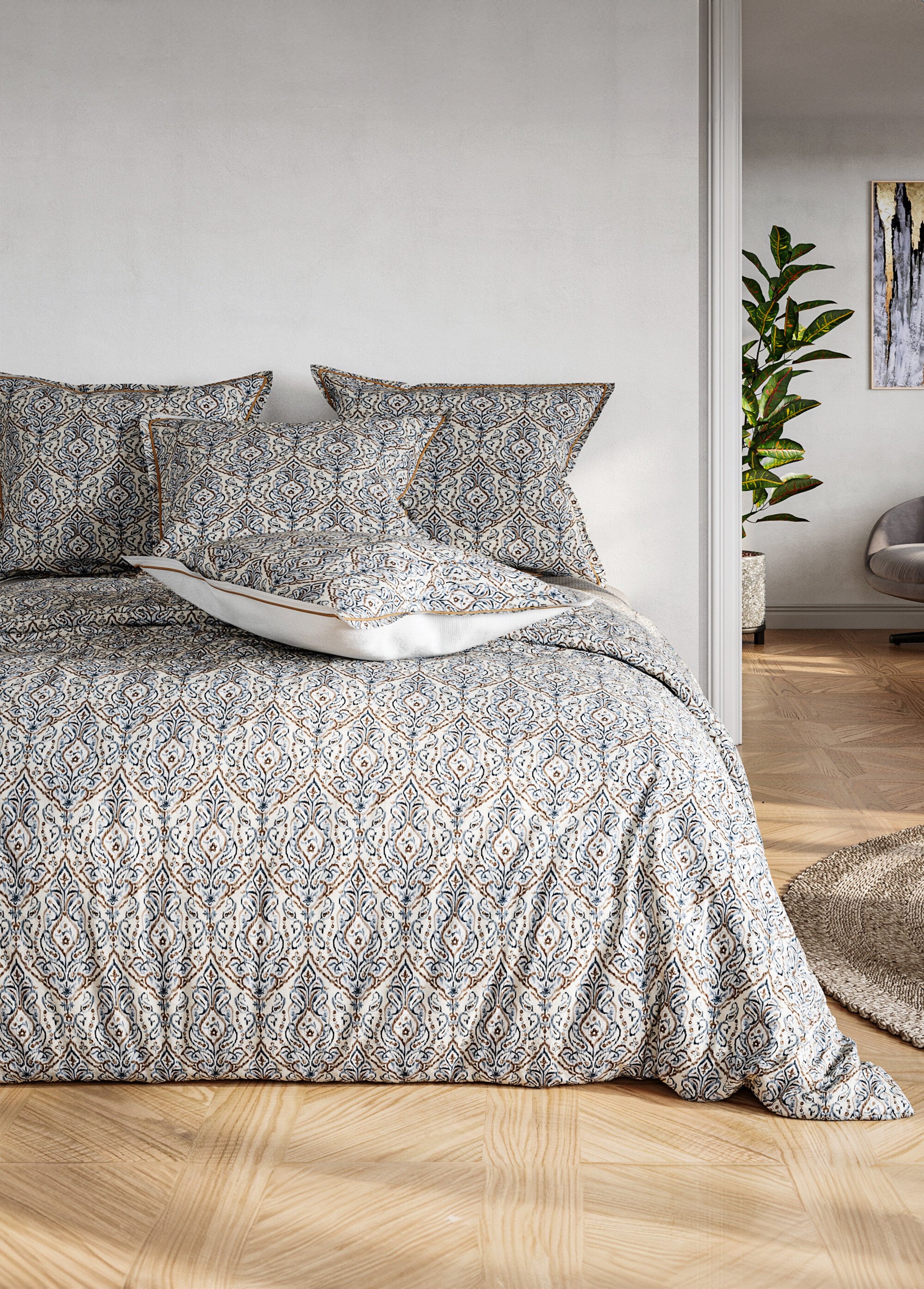 Parure de lit 4 pièces avec drap plat, ornement