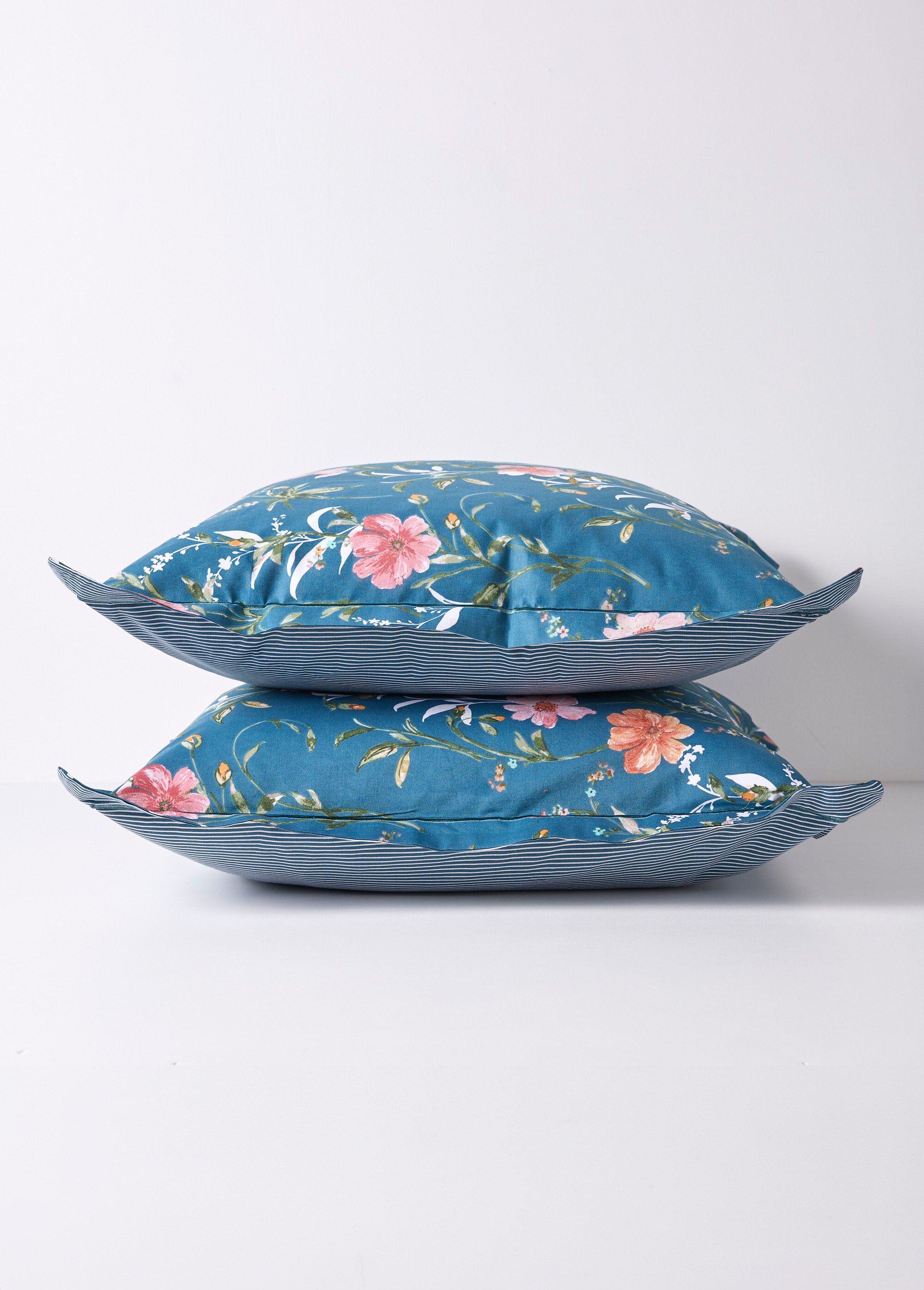 Parure de lit 4 pièces avec drap plat, floral