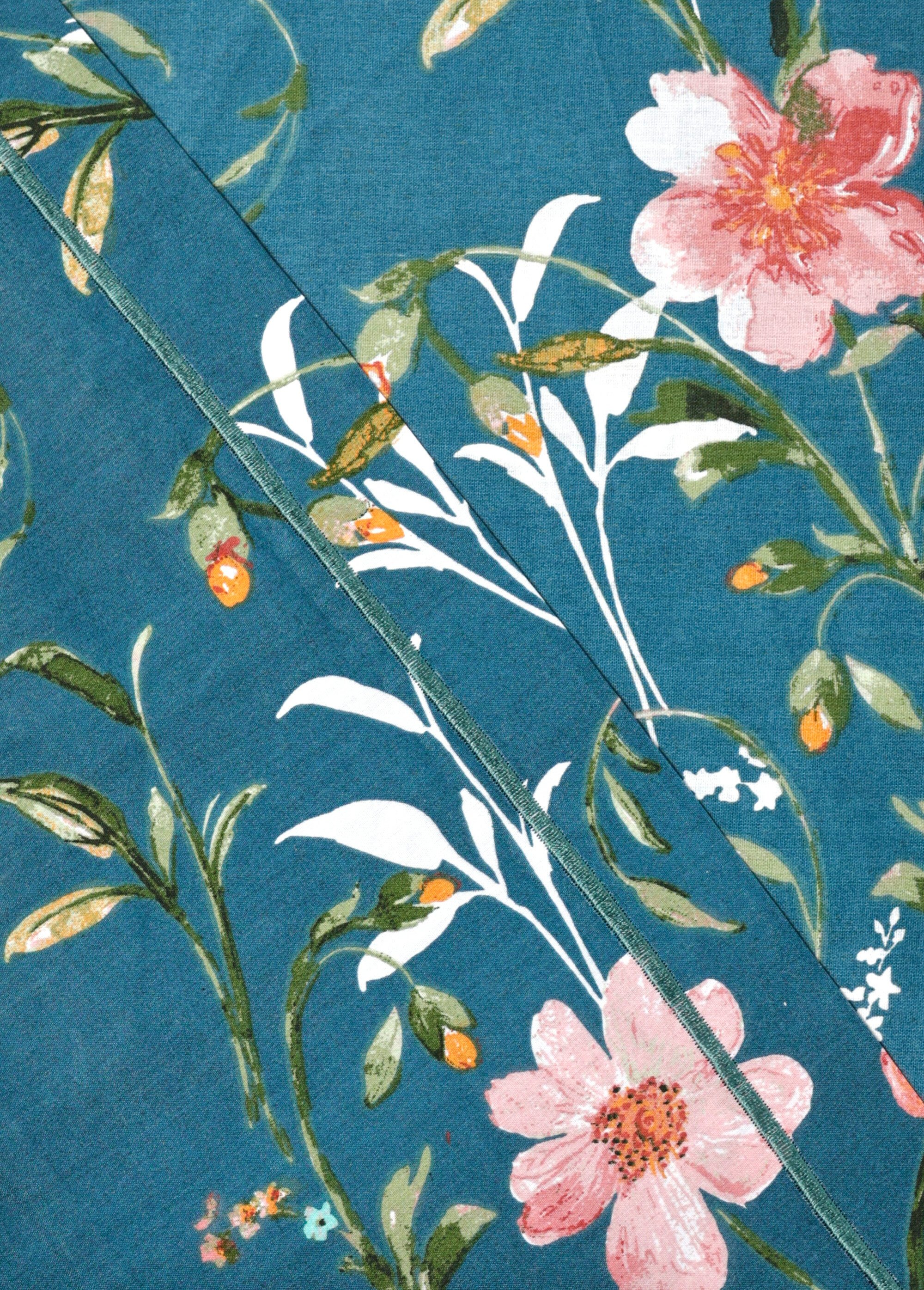 Parure de lit 4 pièces avec drap plat, floral