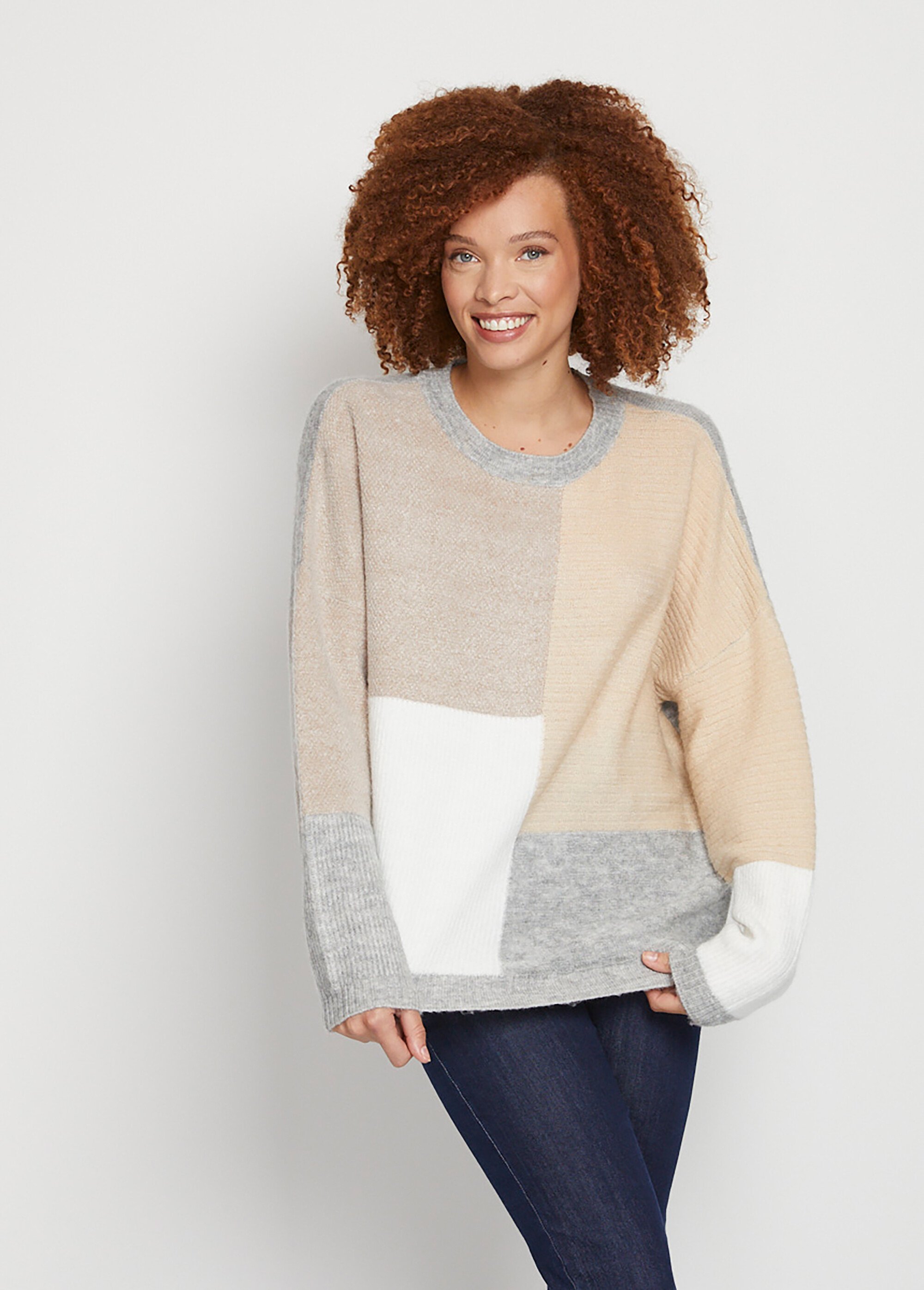 Pull patchwork col rond