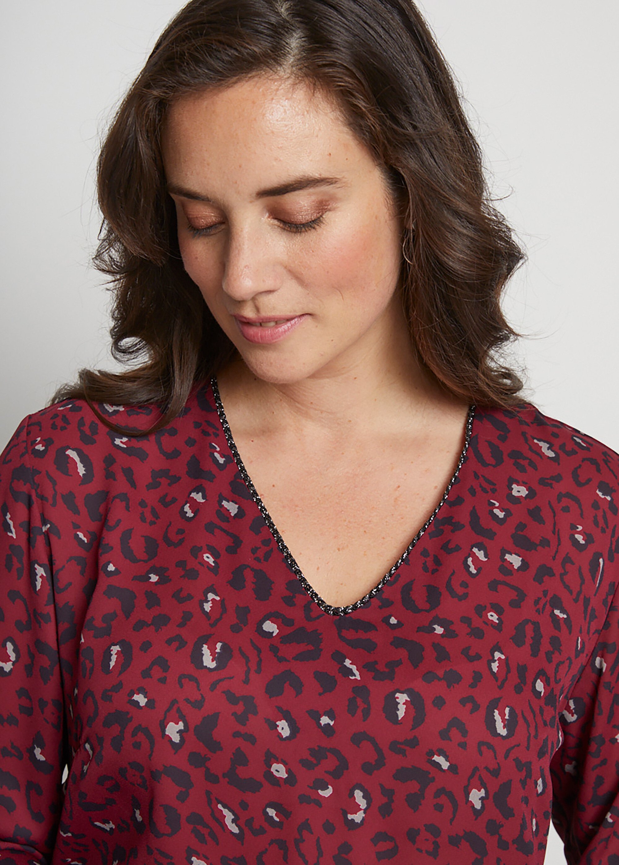 Robe courte évasée imprimé léopard