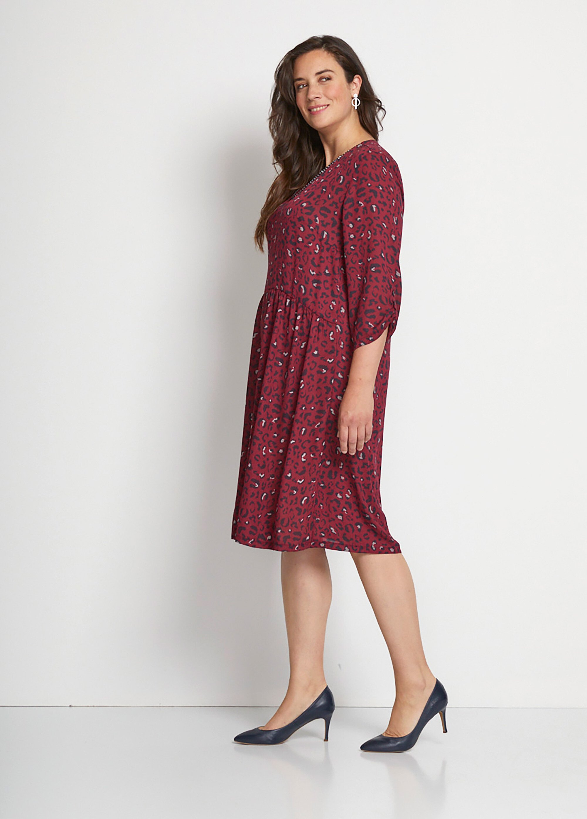 Robe courte évasée imprimé léopard Femme Grande Taille Noir HEMINGWAY DR1