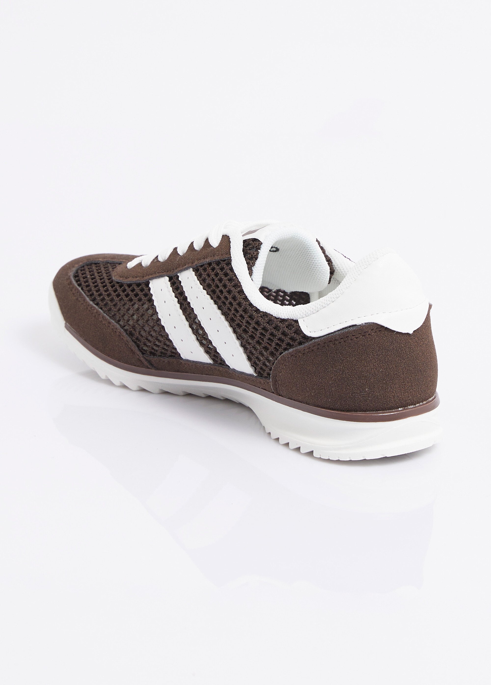 Sneakers multimatières allure vintage Femme Marron ERY9190 DO1