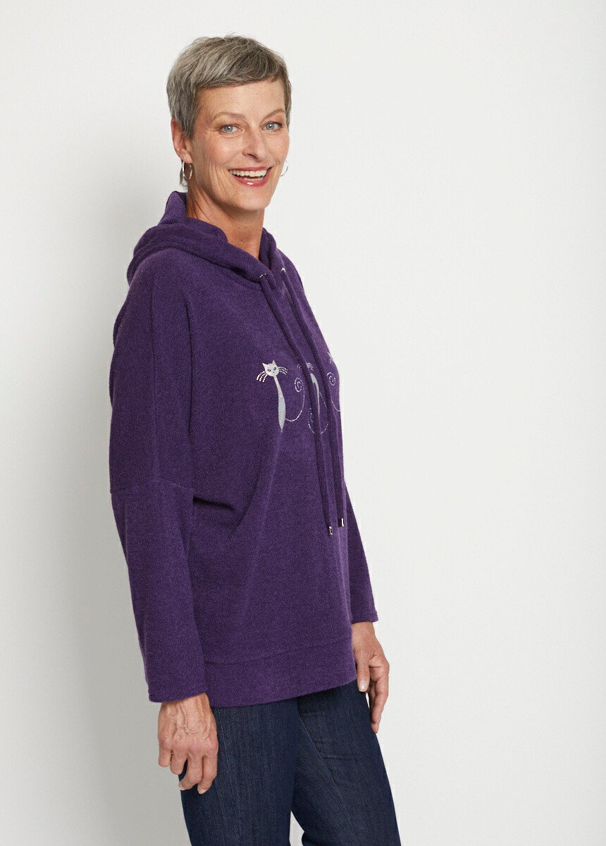 Sweat col capuche maille chaude Violet PALAIRAC DR1