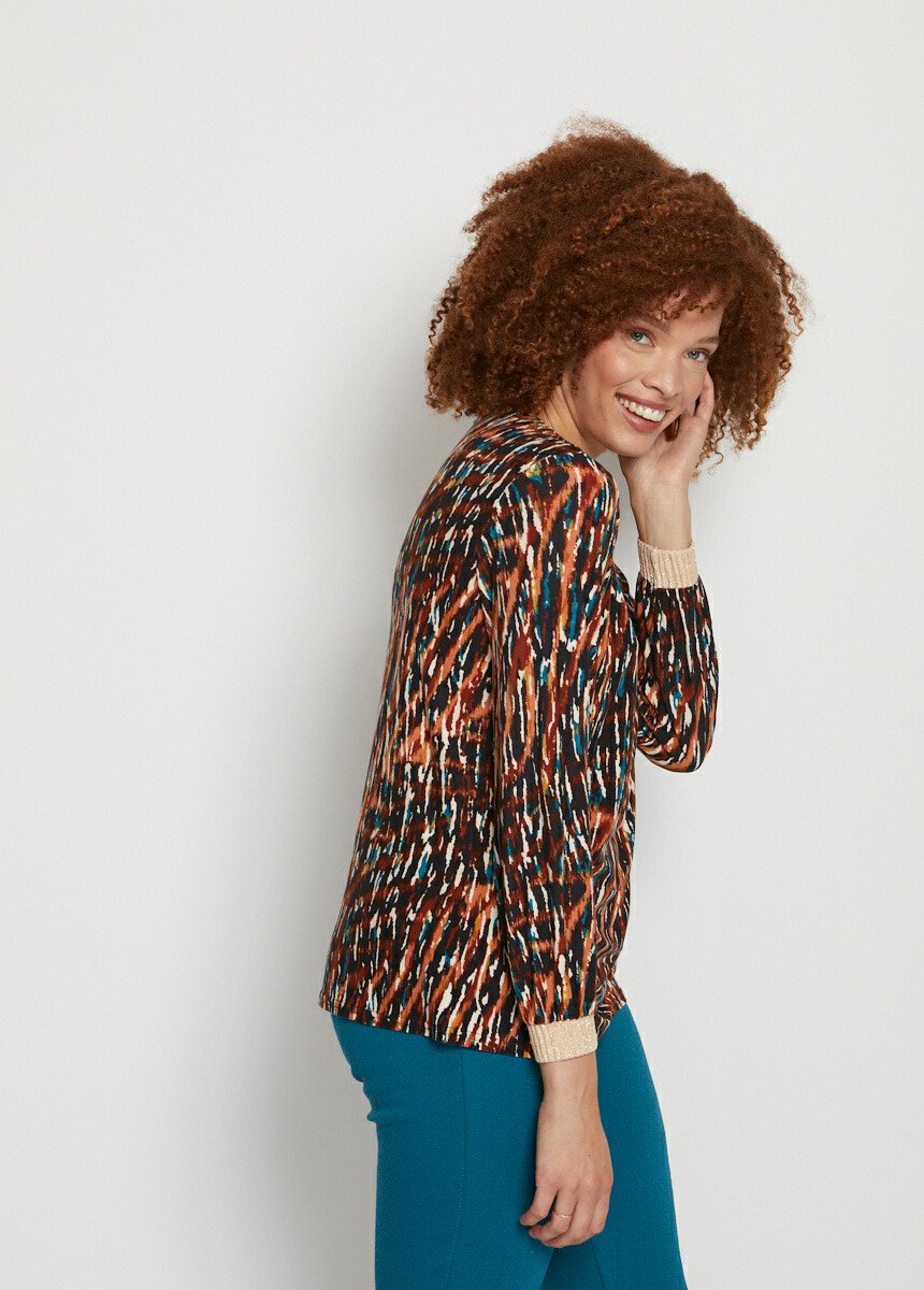 Tee-shirt poignets maille brillante Femme Bleu CAGIBI DR1