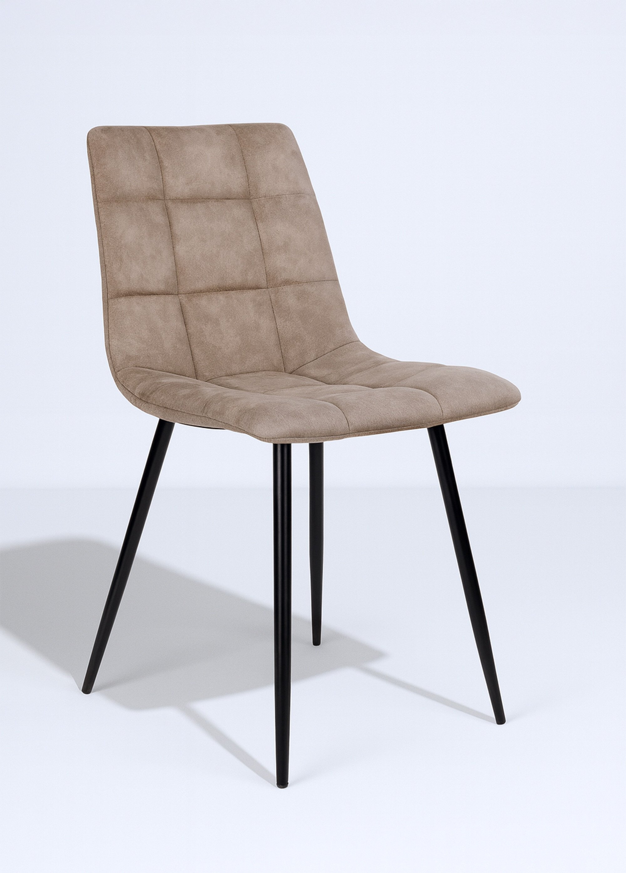 Chaise assise matelassée microfibre 1M MARRON HN-1001190 FA1