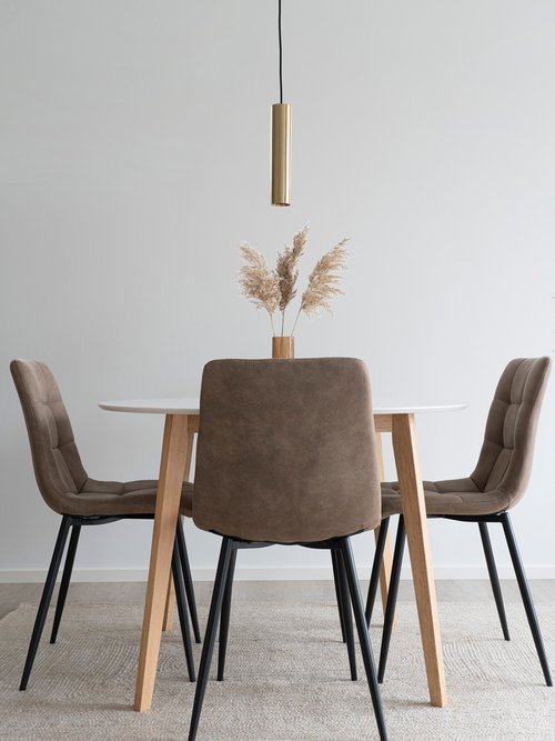 Chaise assise matelassée microfibre 1M MARRON HN-1001190 SI2