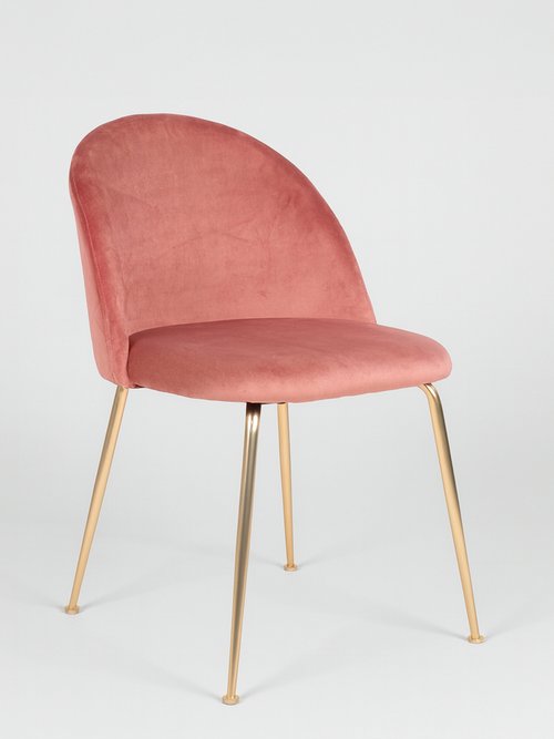 Chaise en velours pieds aspect laiton 1R ROSE HN-1001250 FA1