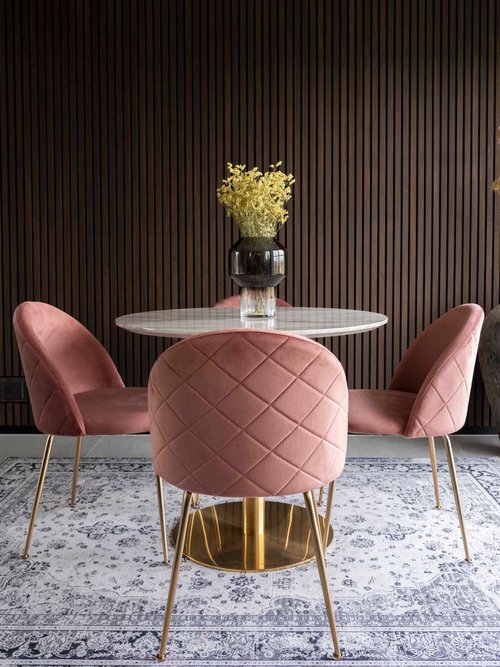Chaise en velours pieds aspect laiton 1R ROSE HN-1001250 SI2